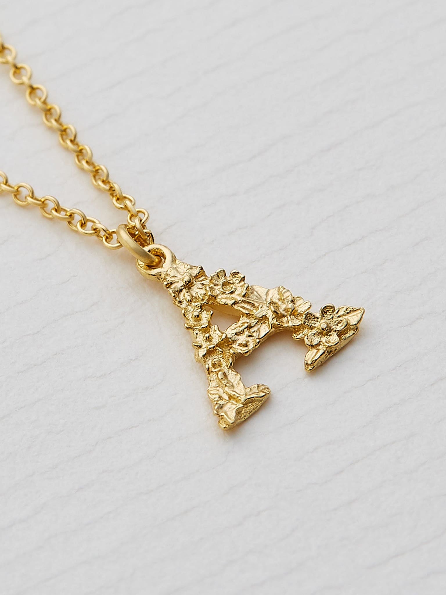 Teeny Tiny Floral Letter A Necklace - image 3 | 18ct yellow gold