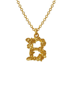 Teeny Tiny Floral Letter B Necklace