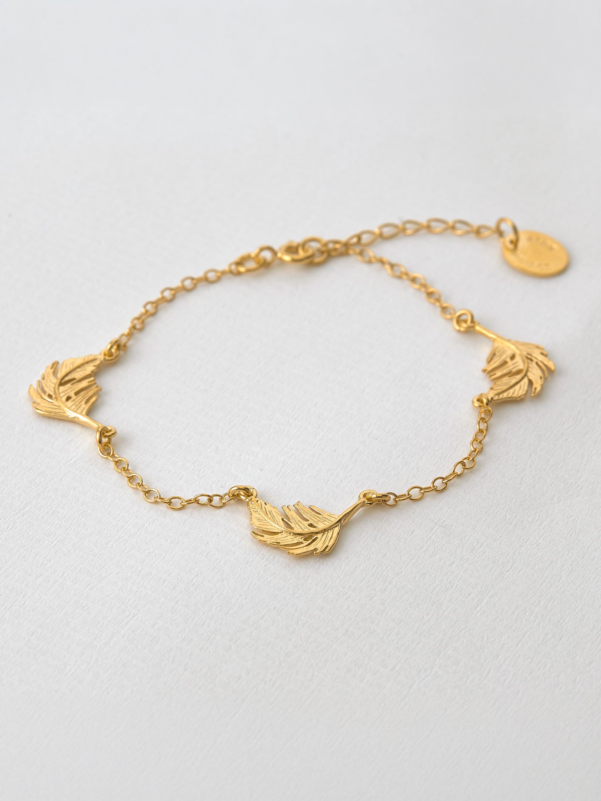 Three Feather Bracelet - image 3 | gold plate