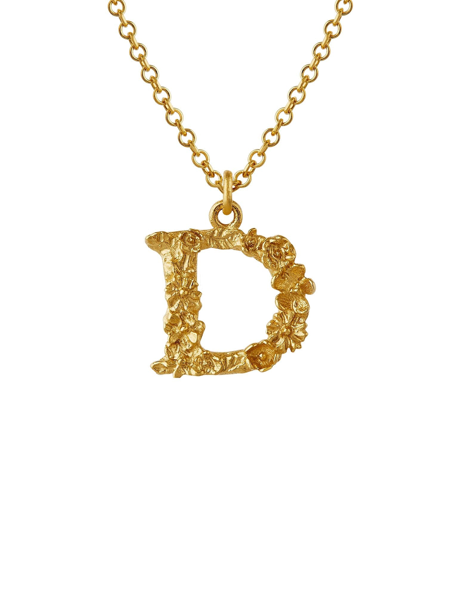 Teeny Tiny Floral Letter D Necklace - image 1 | 18ct yellow gold