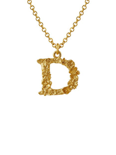 Teeny Tiny Floral Letter D Necklace