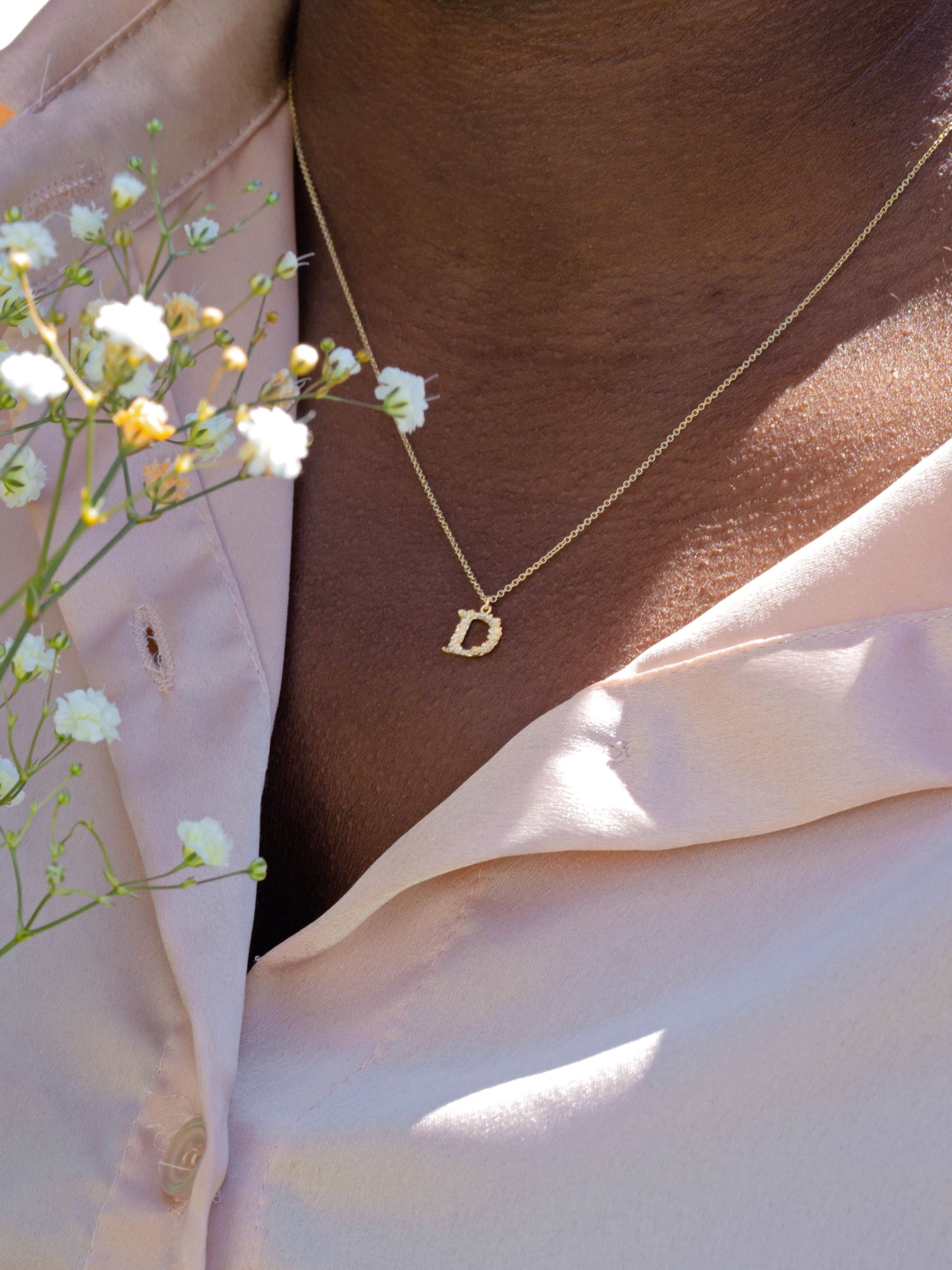 Teeny Tiny Floral Letter D Necklace - image 2