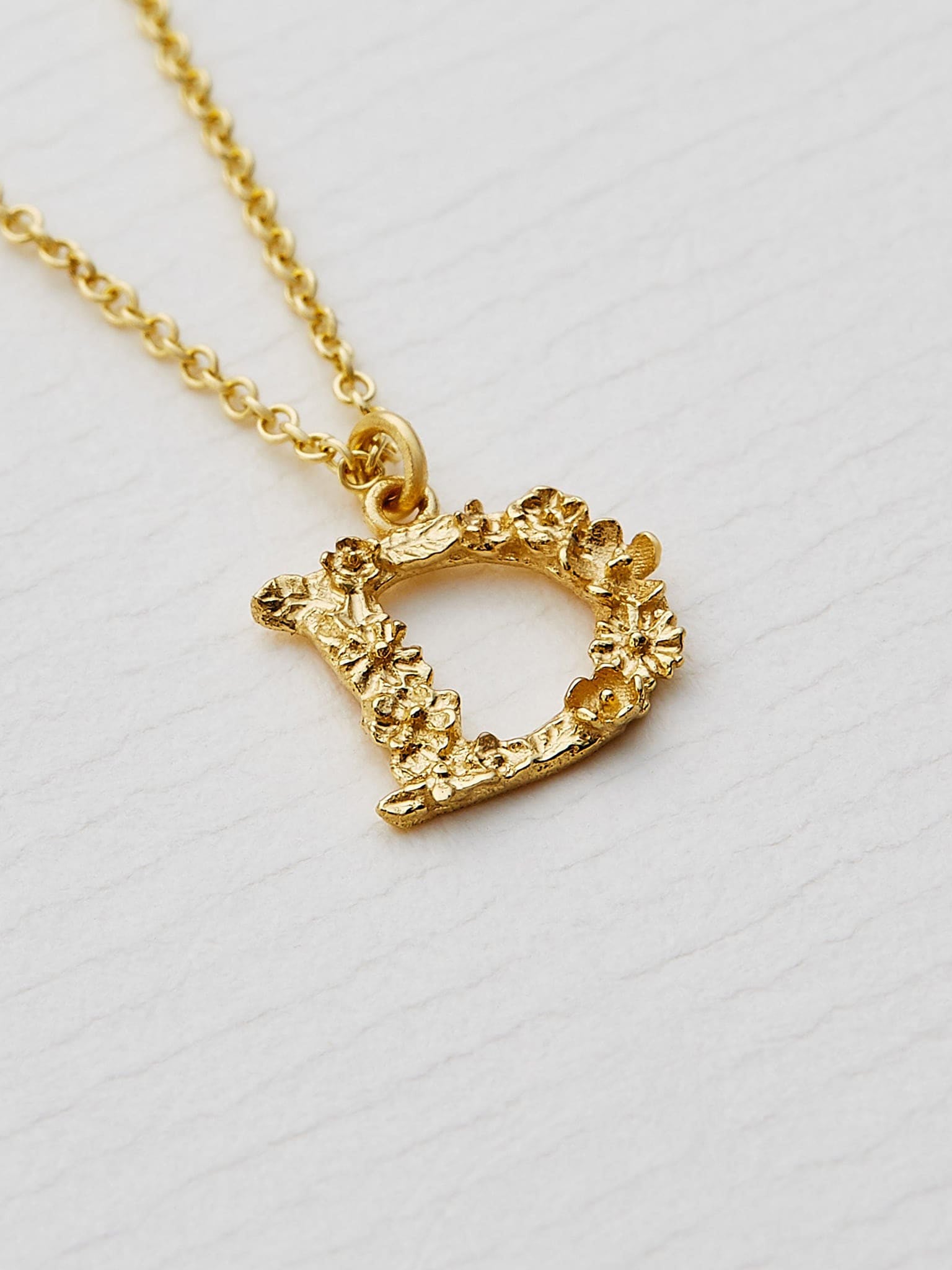 Teeny Tiny Floral Letter D Necklace - image 3 | 18ct yellow gold