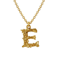 Teeny Tiny Floral Letter E Necklace