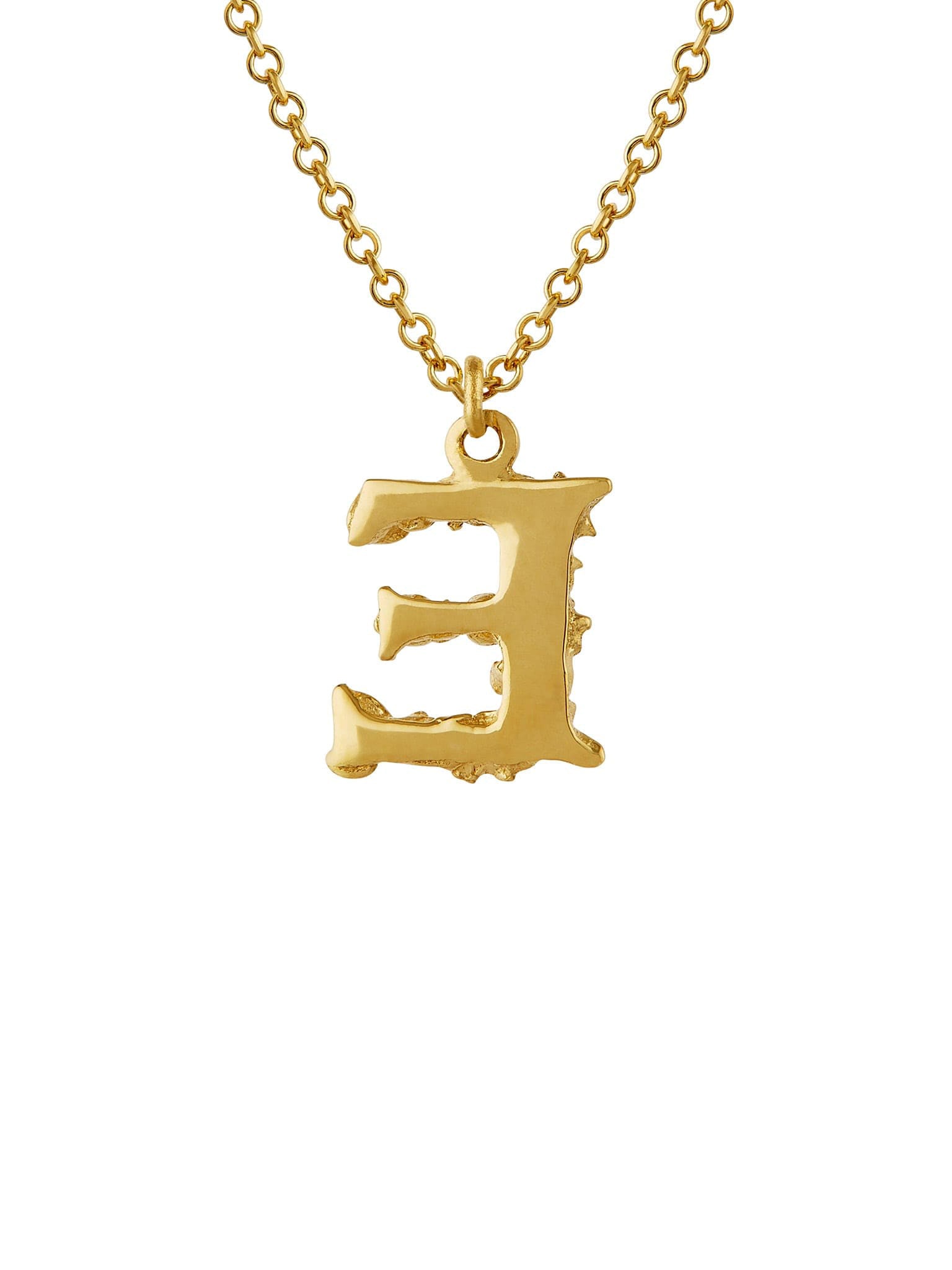 Teeny Tiny Floral Letter E Necklace - image 4 | 18ct yellow gold