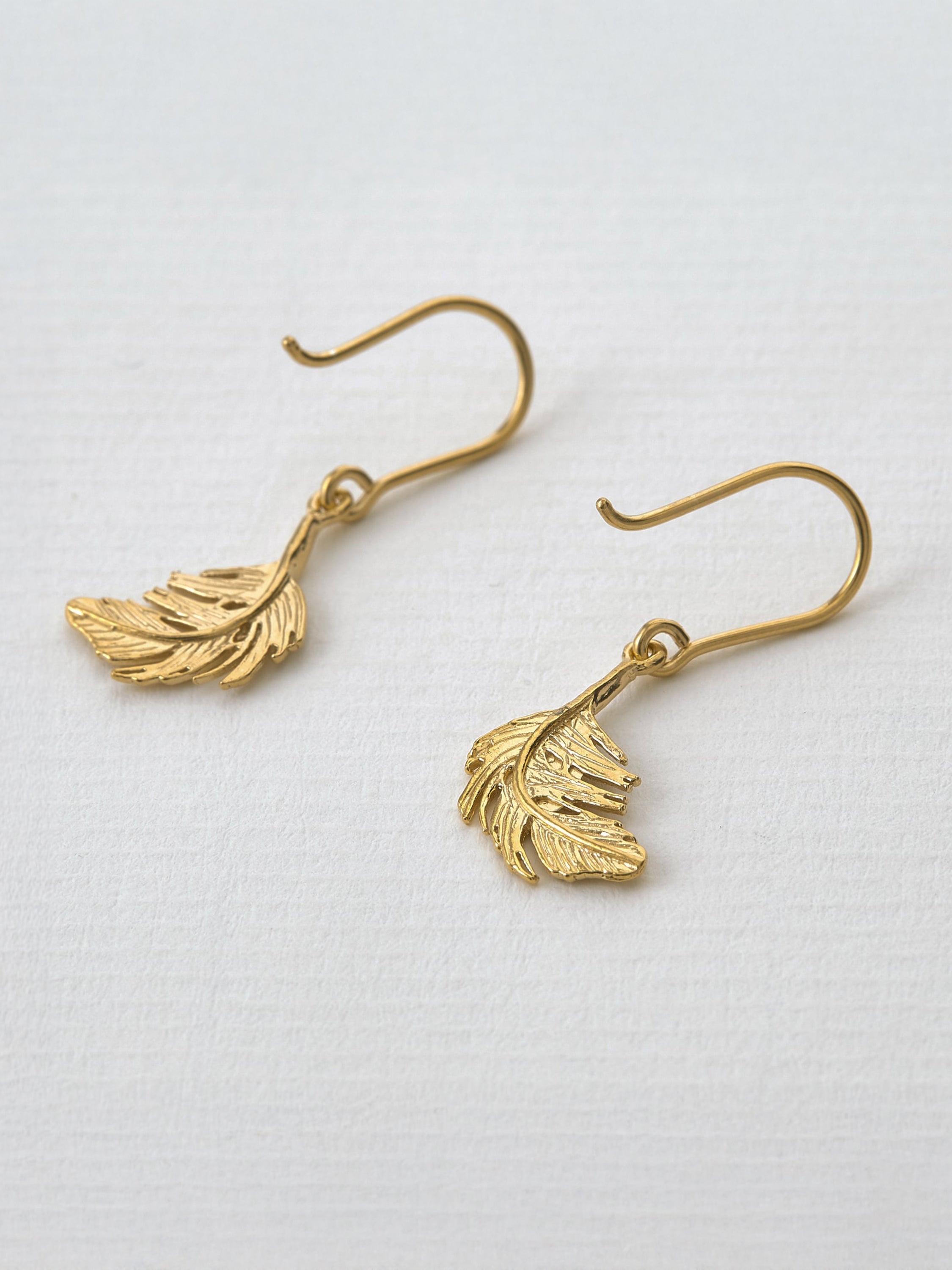Little Feather Hook Earrings - image 4 | gold plate