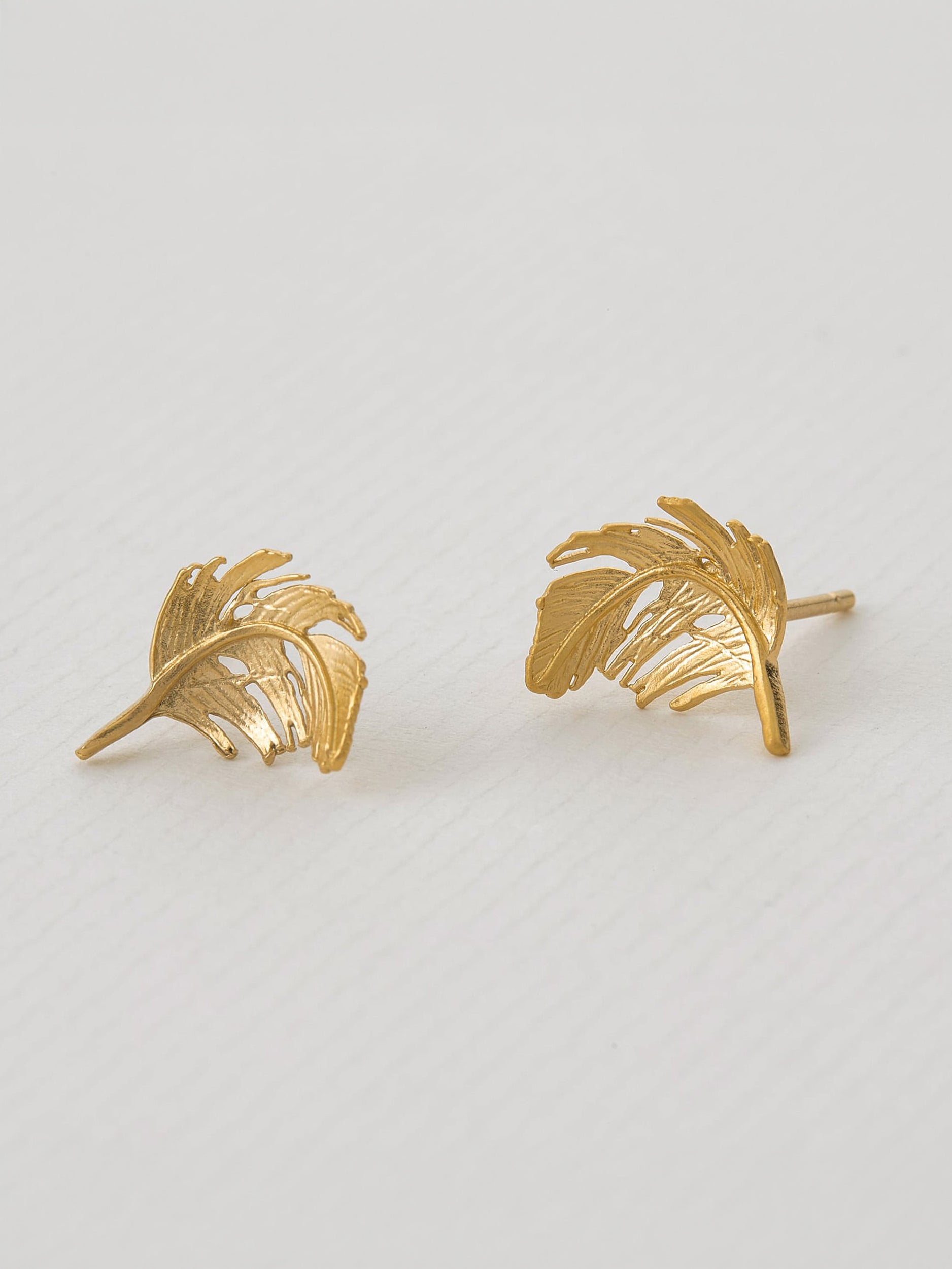 Feather Stud Earrings - image 3 | gold plate