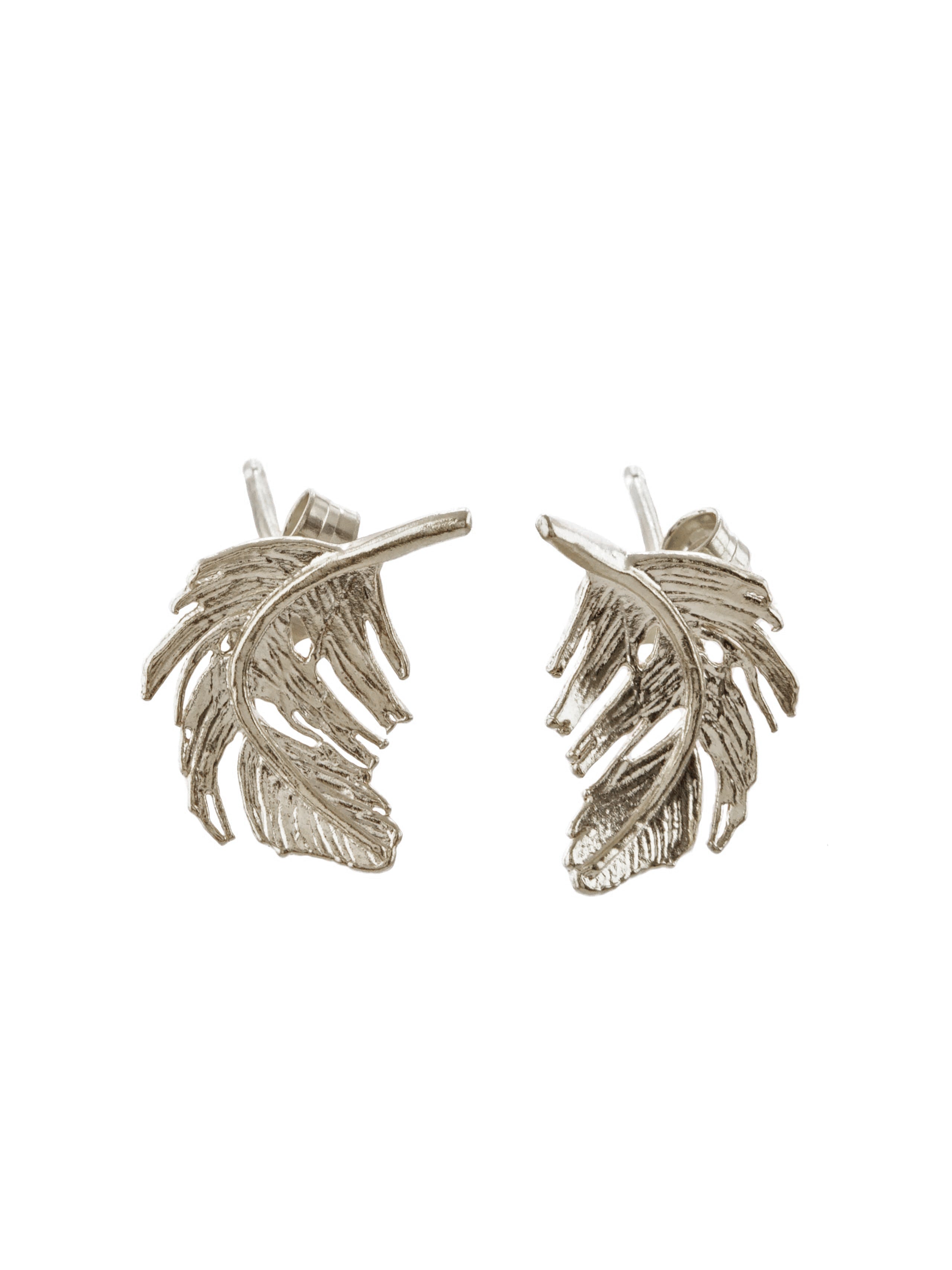 Feather Stud Earrings - image 4 | silver