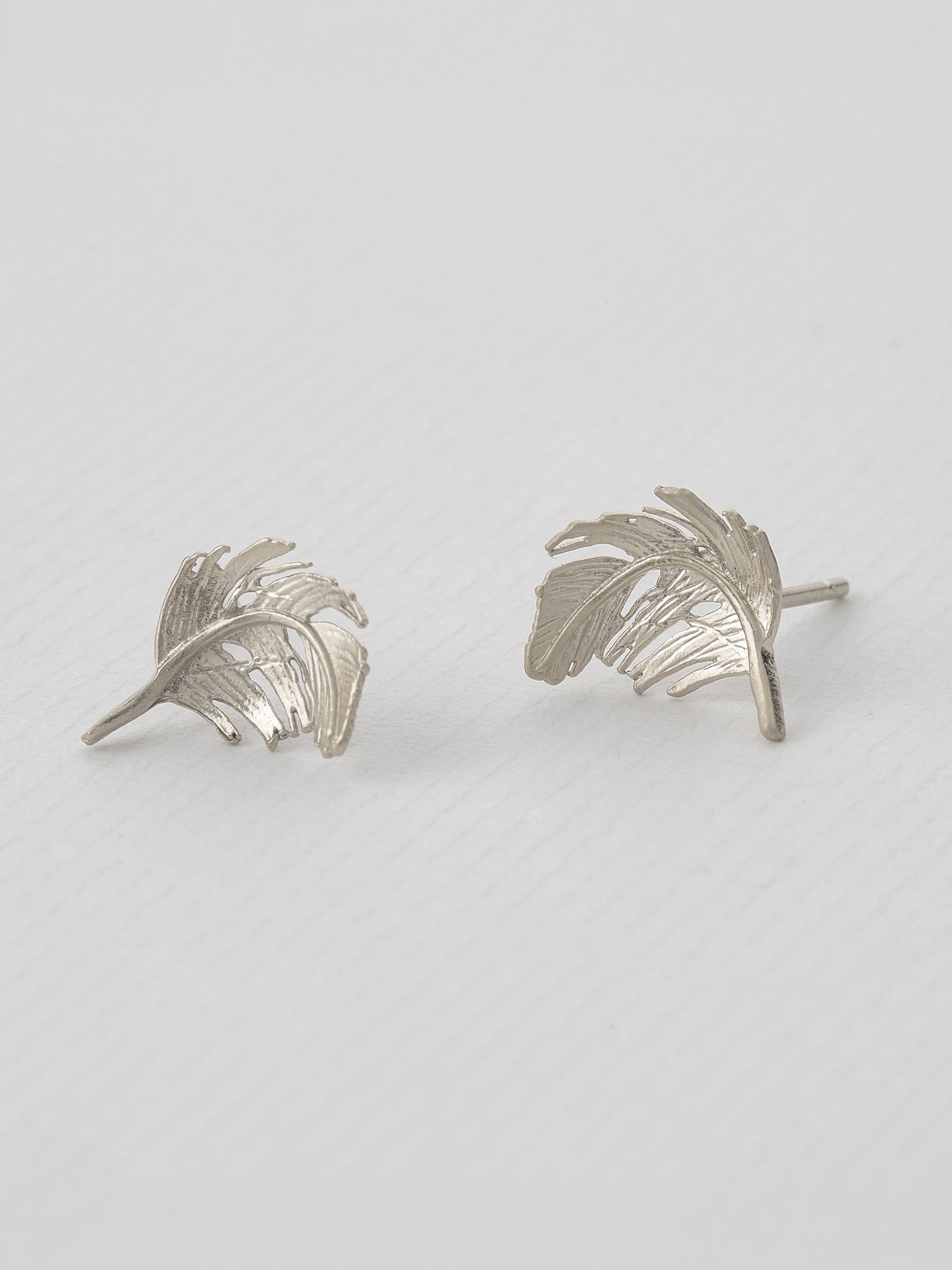 Feather Stud Earrings - image 5 | silver
