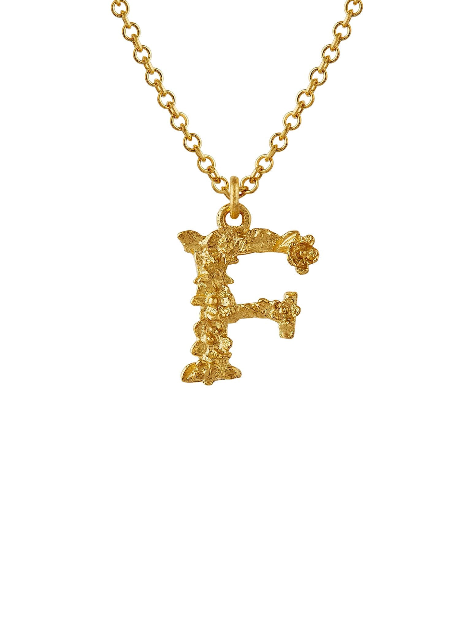 Teeny Tiny Floral Letter F Necklace - image 1 | 18ct yellow gold