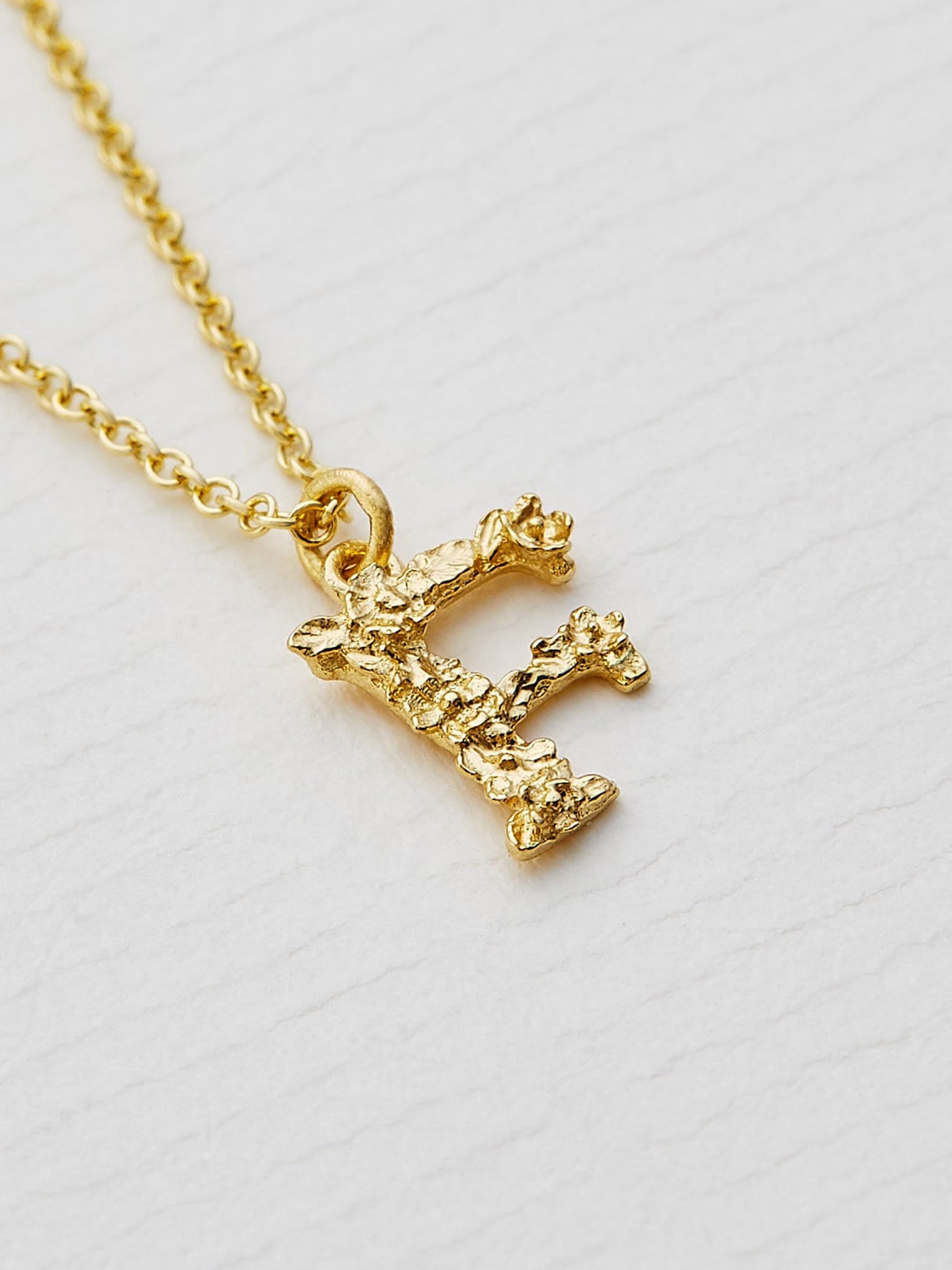 Teeny Tiny Floral Letter F Necklace - image 3 | 18ct yellow gold