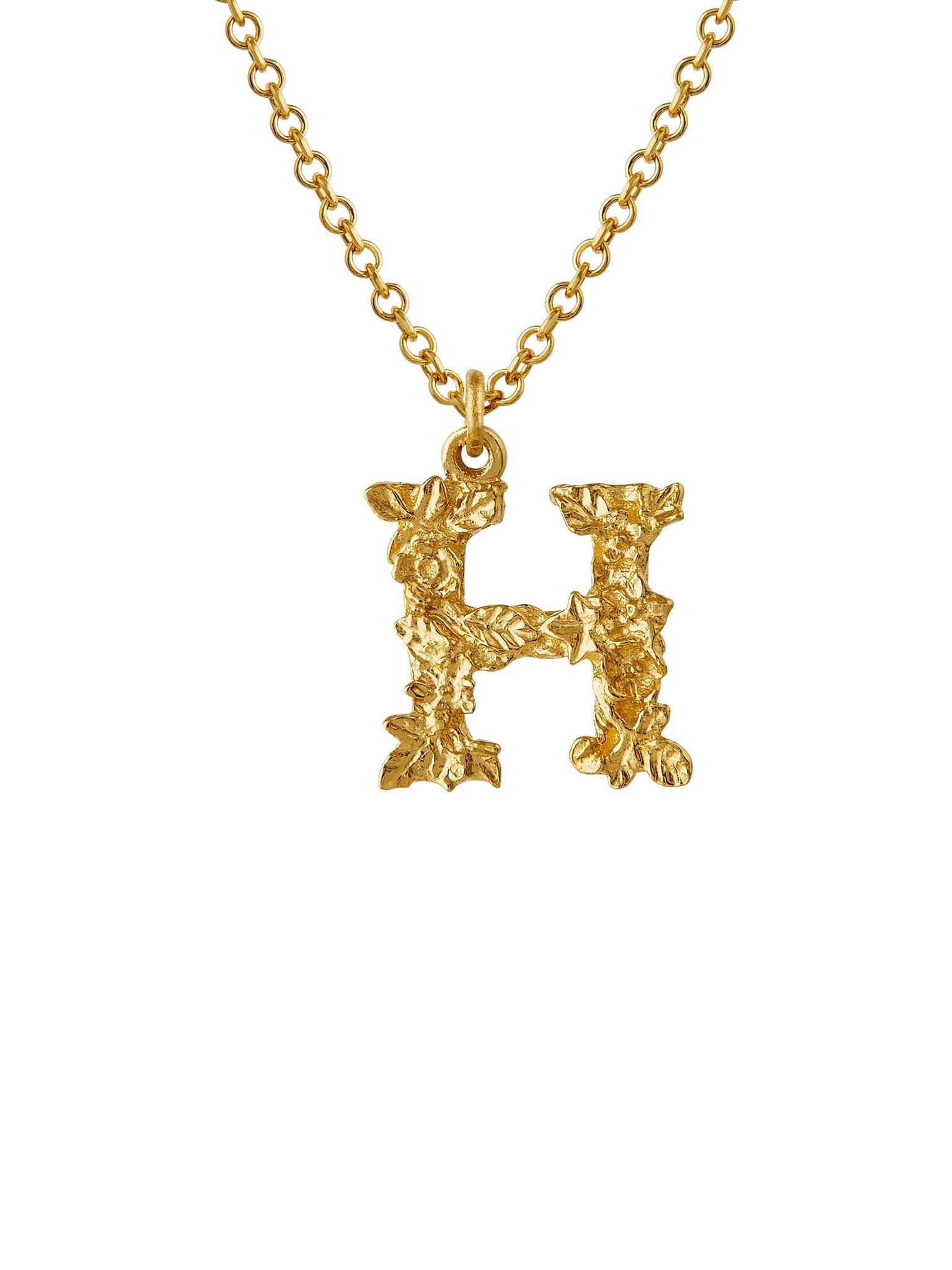 Teeny Tiny Floral Letter H Necklace - image 1 | 18ct yellow gold