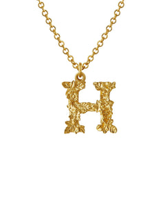 Teeny Tiny Floral Letter H Necklace