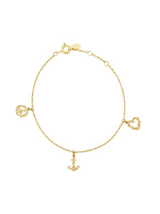 Tiny Floral Faith, Hope & Charity Charm Bracelet