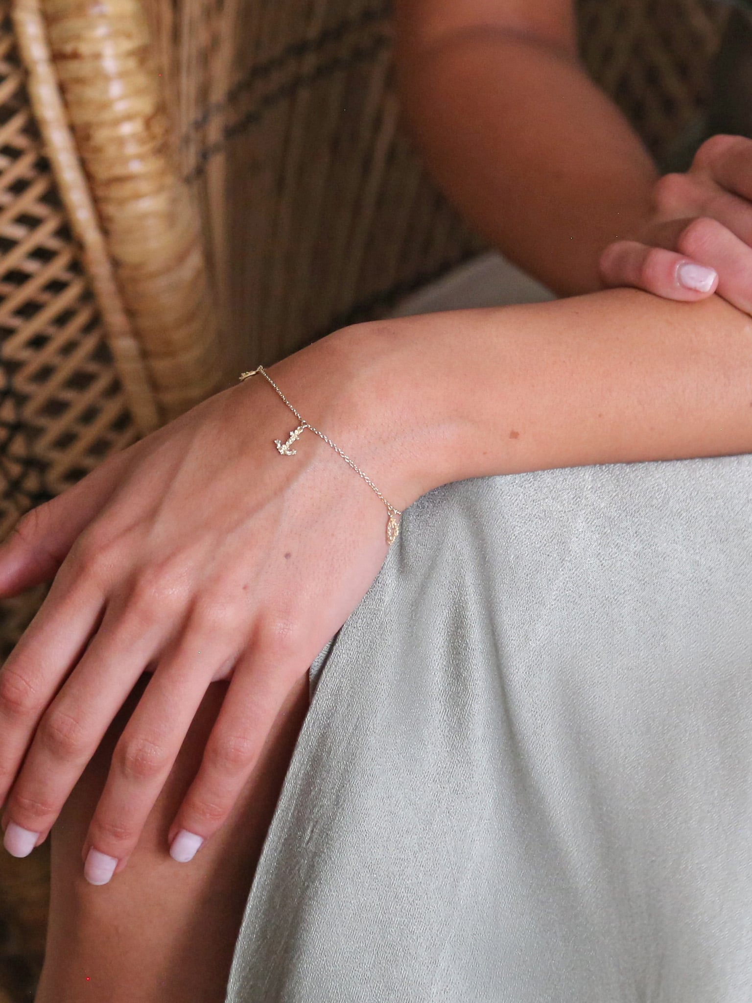 Tiny Floral Faith, Hope & Charity Charm Bracelet - image 2