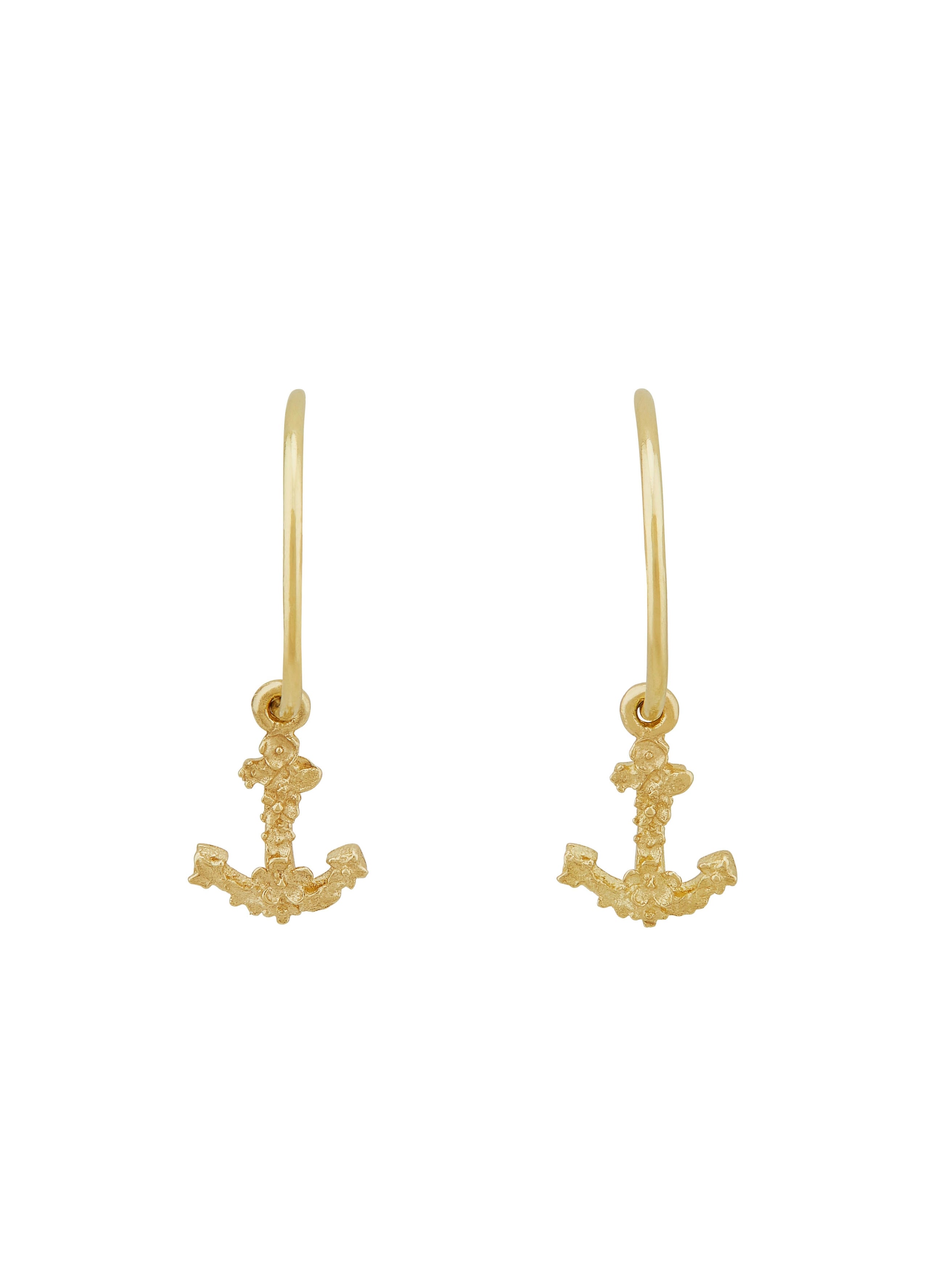 Tiny Floral Anchor "Hope" Hoop Earrings - image 4 | 18ct yellow gold