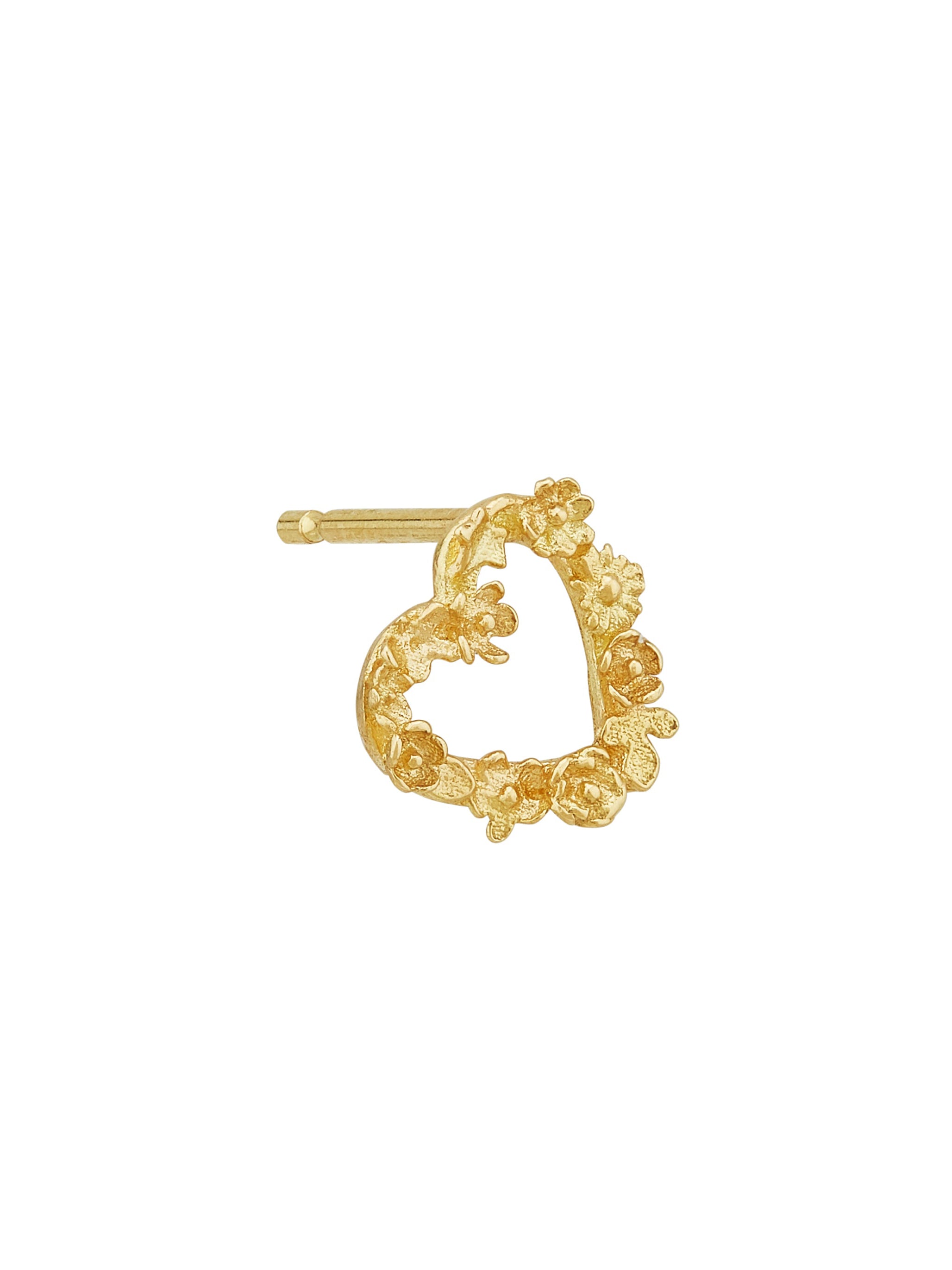 Tiny Floral Heart "Charity" Single Stud Earring - image 1 | 18ct yellow gold