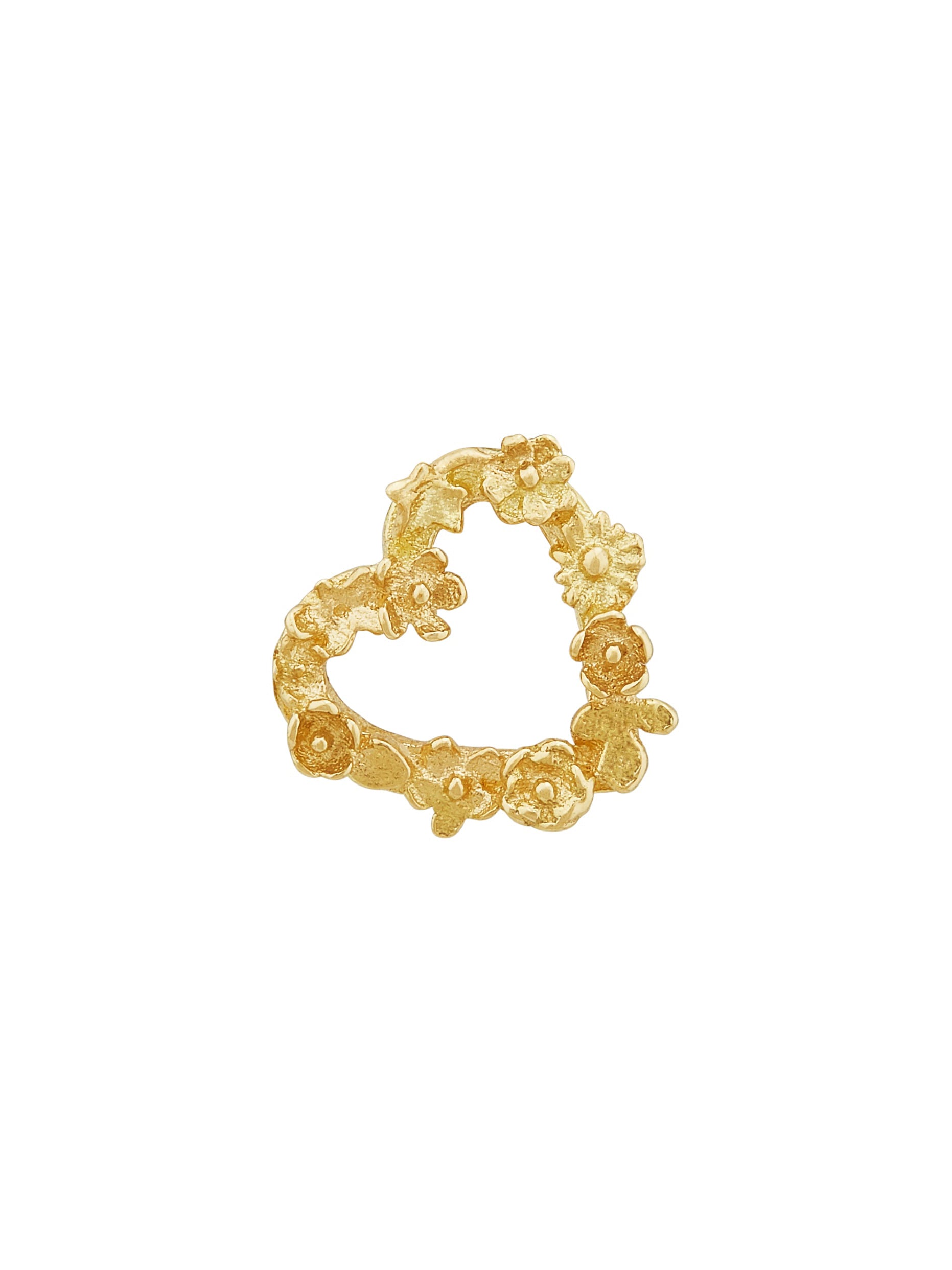 Tiny Floral Heart "Charity" Single Stud Earring - image 4 | 18ct yellow gold