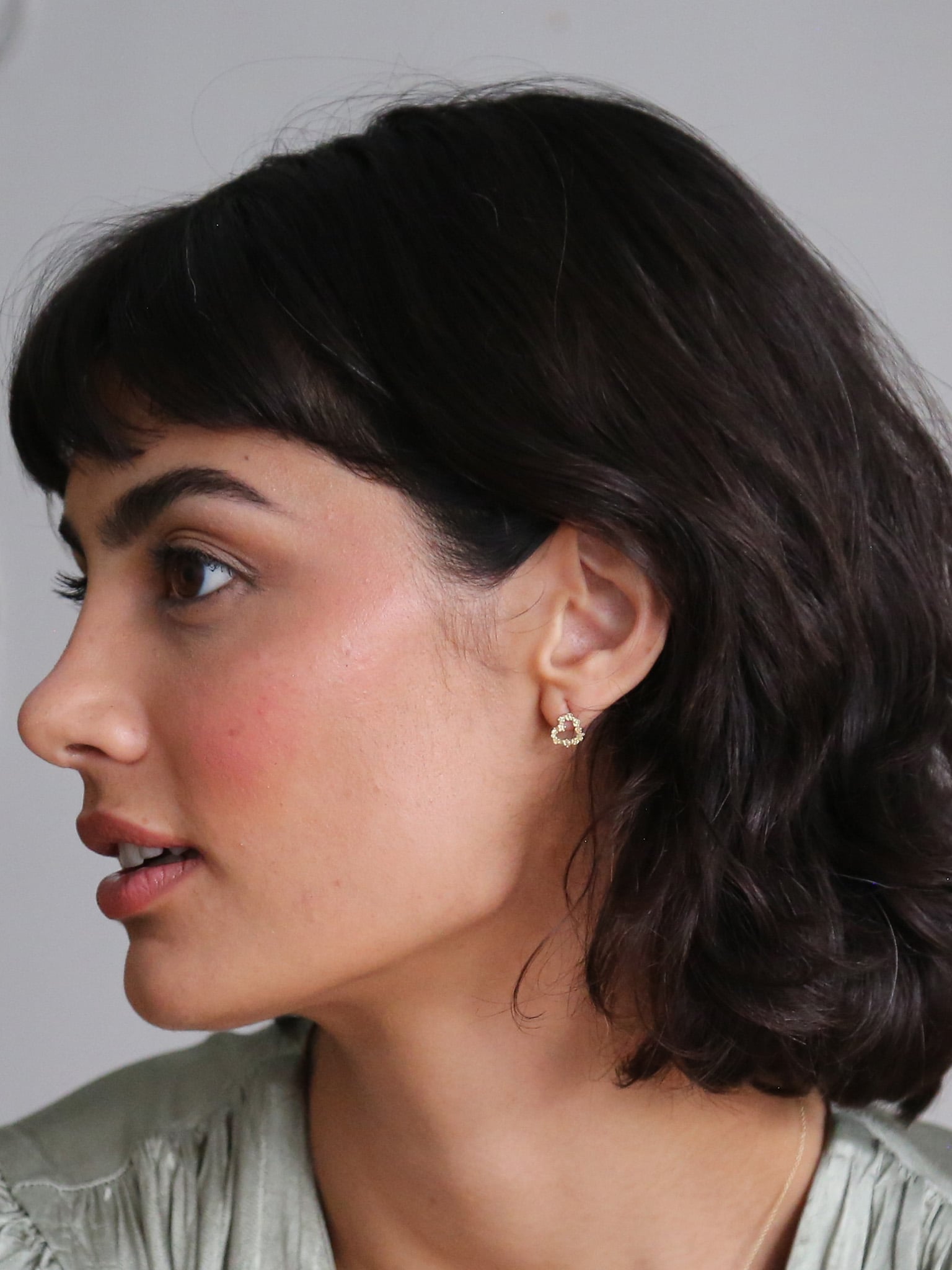 Tiny Floral Heart "Charity" Single Stud Earring - image 2
