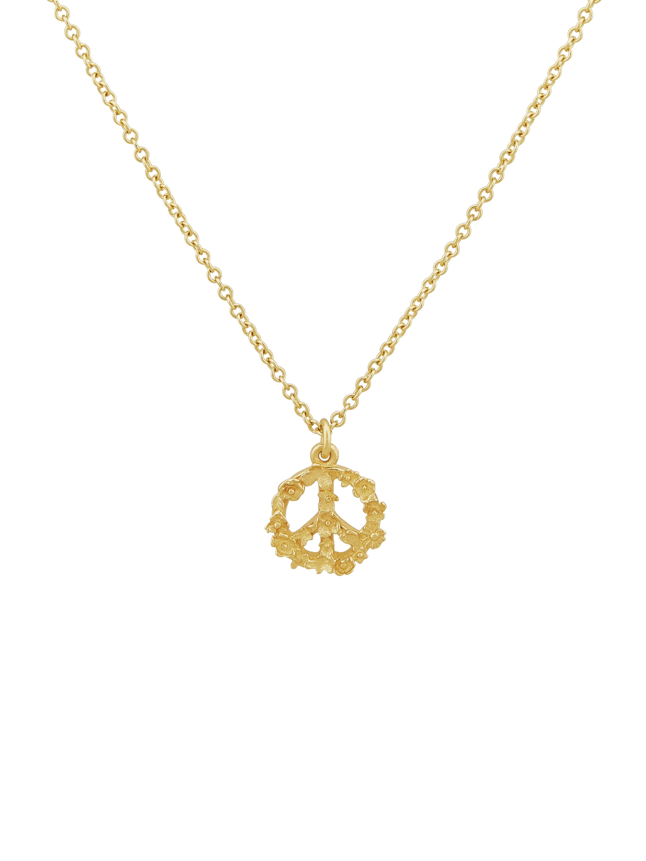 Tiny Floral Peace Sign "Faith" Necklace - image 1 | 18ct yellow gold