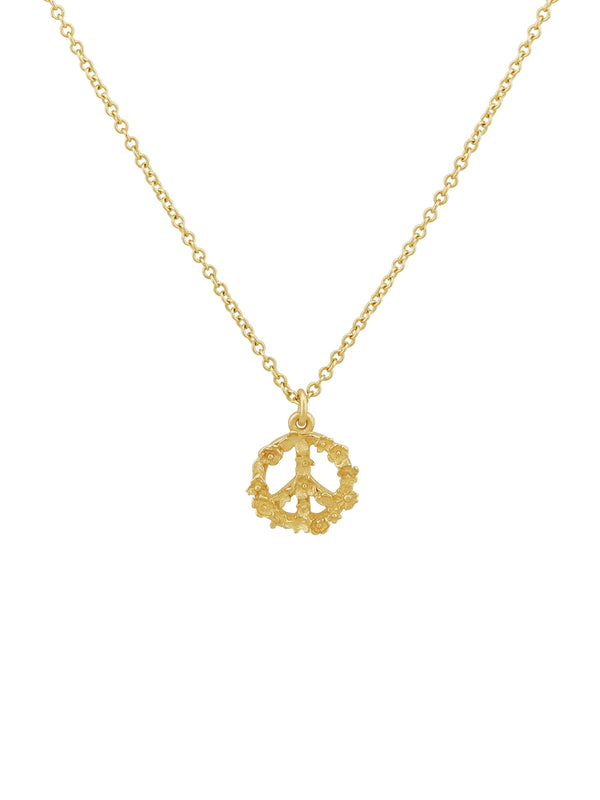 Tiny Floral Peace Sign "Faith" Necklace