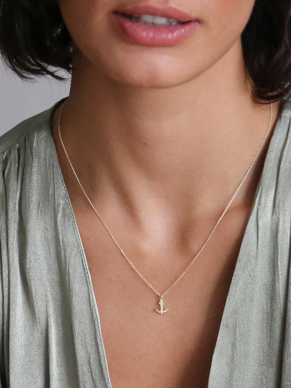 Tiny Floral Anchor "Hope" Necklace