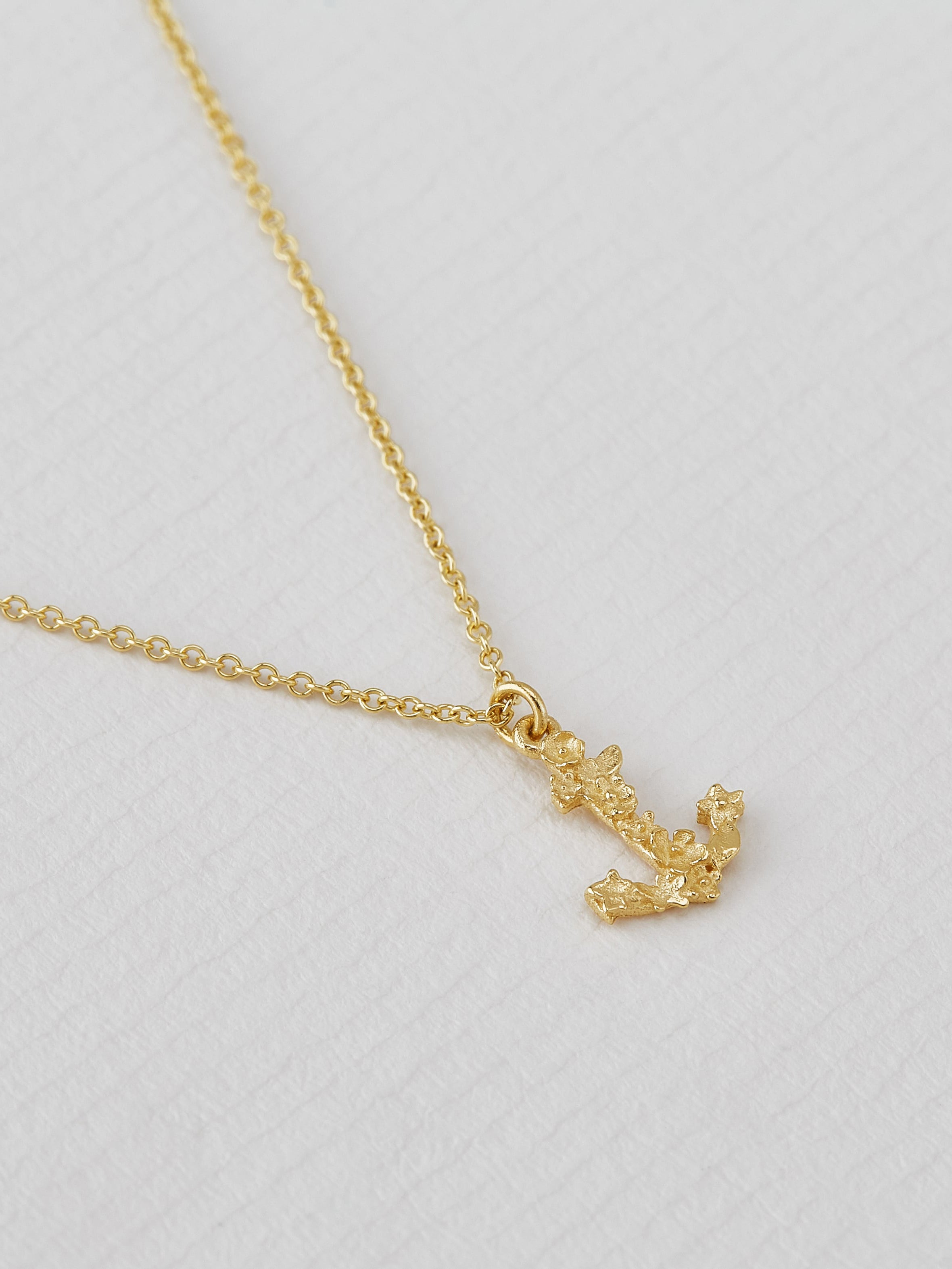 Tiny Floral Anchor "Hope" Necklace - image 4 | 18ct yellow gold