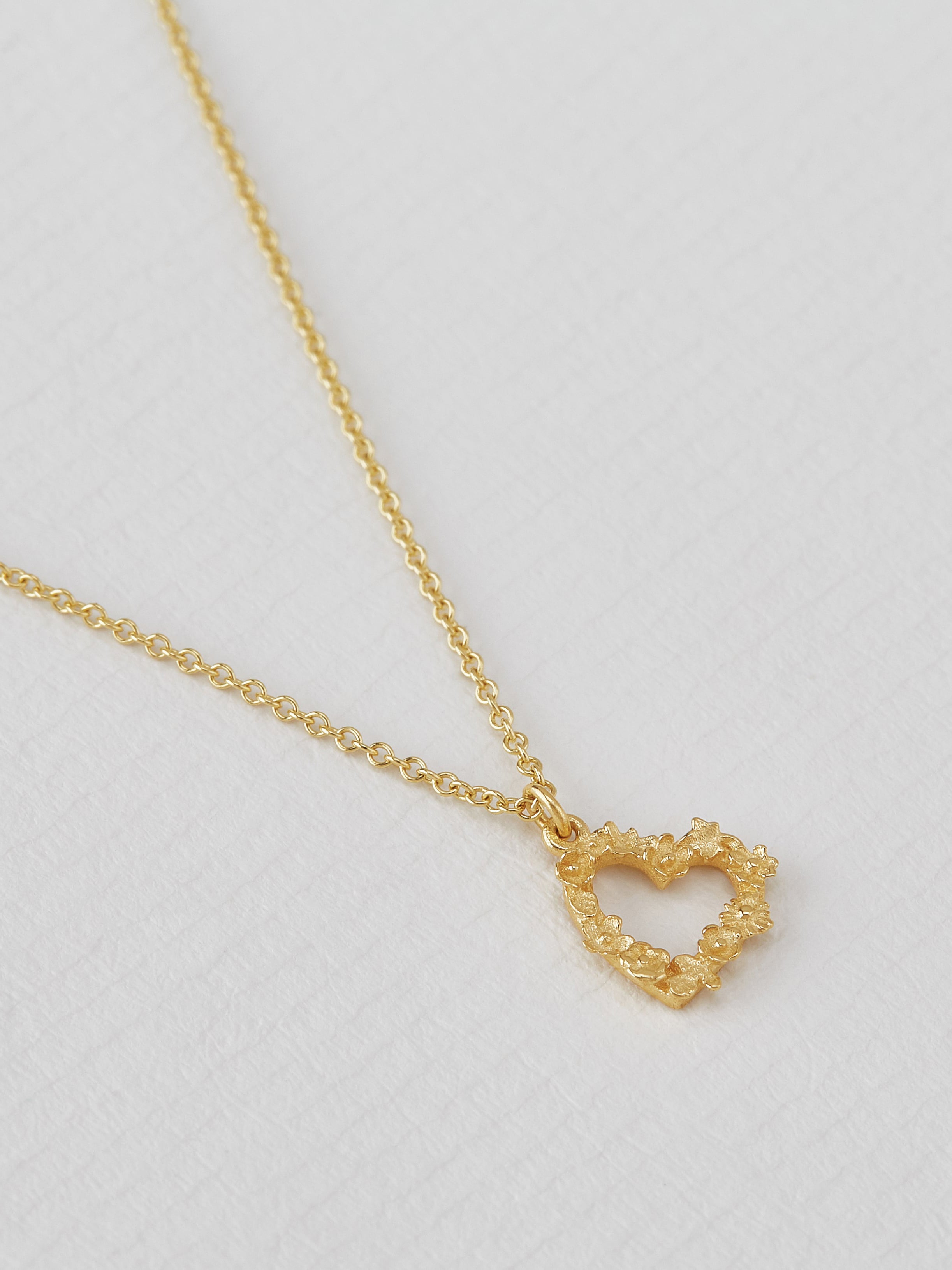 Tiny Floral Heart "Charity" Necklace - image 4 | 18ct yellow gold