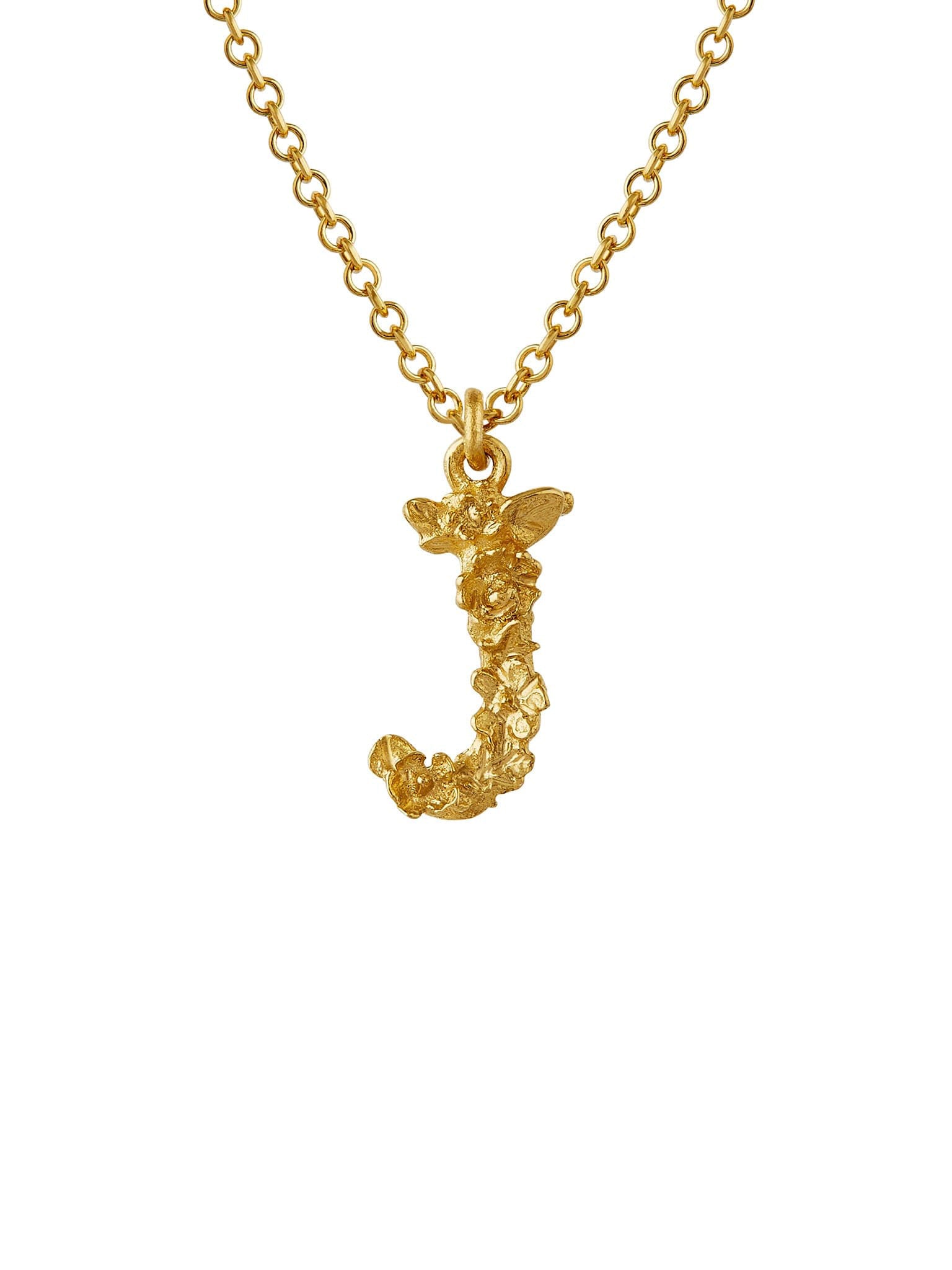 Teeny Tiny Floral Letter J Necklace - image 1 | 18ct yellow gold