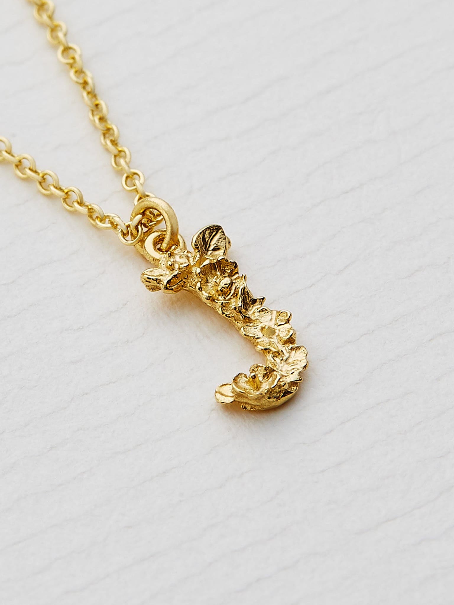 Teeny Tiny Floral Letter J Necklace - image 3 | 18ct yellow gold