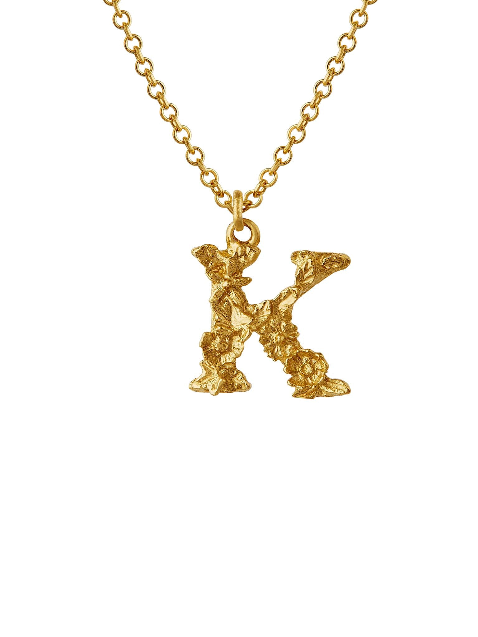 Teeny Tiny Floral Letter K Necklace - image 1 | 18ct yellow gold