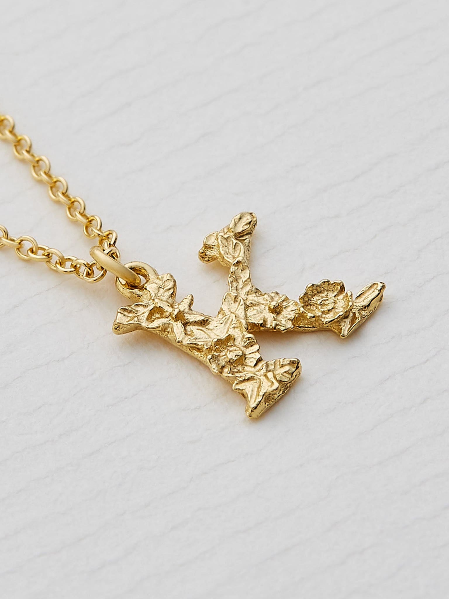 Teeny Tiny Floral Letter K Necklace - image 3 | 18ct yellow gold