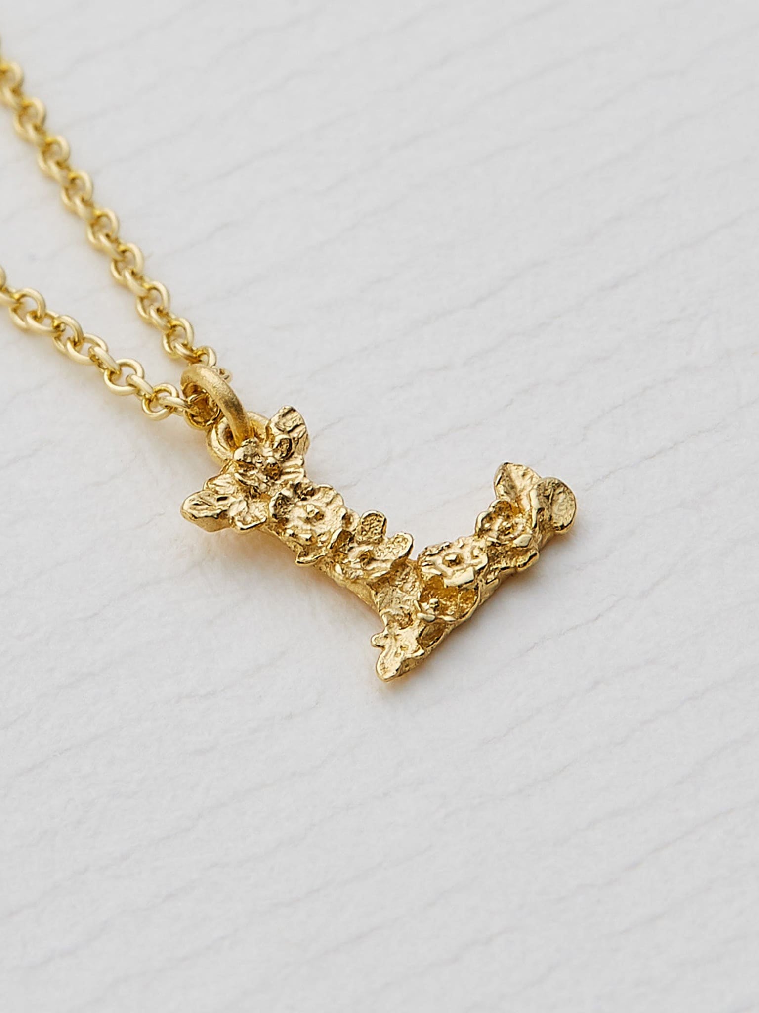 Teeny Tiny Floral Letter L Necklace - image 3 | 18ct yellow gold