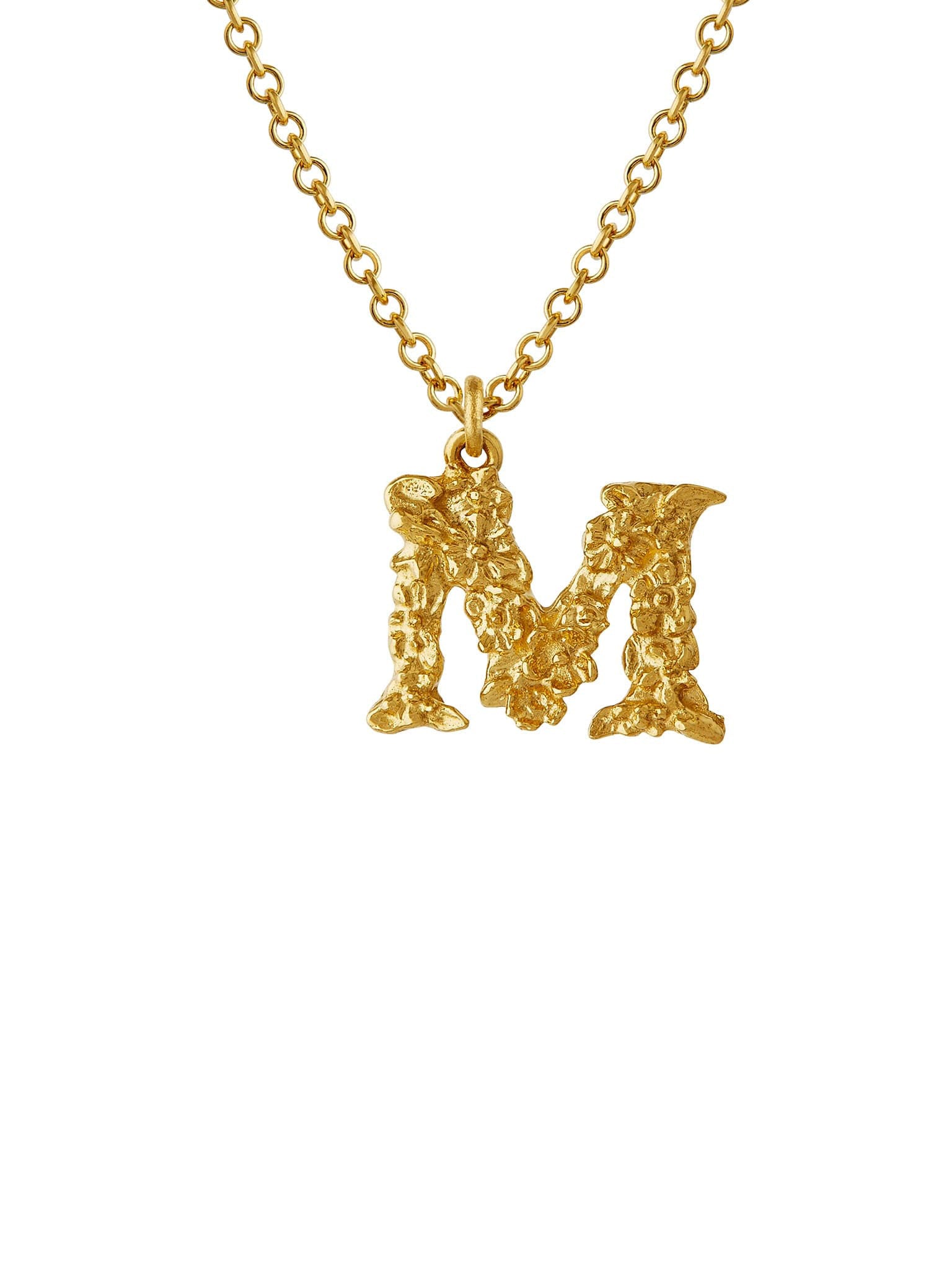 Teeny Tiny Floral Letter M Necklace - image 1 | 18ct yellow gold