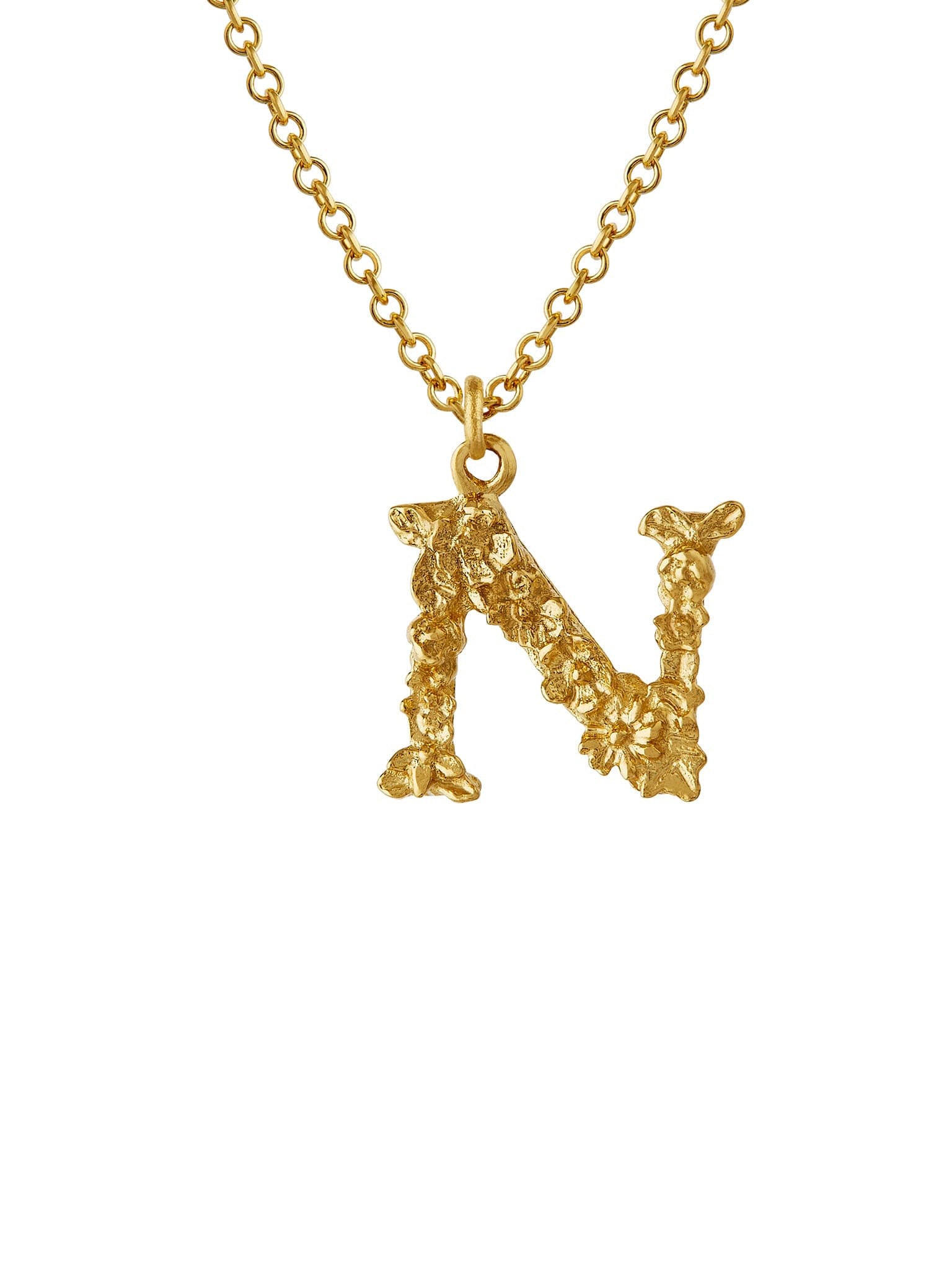 Teeny Tiny Floral Letter N Necklace - image 1 | 18ct yellow gold