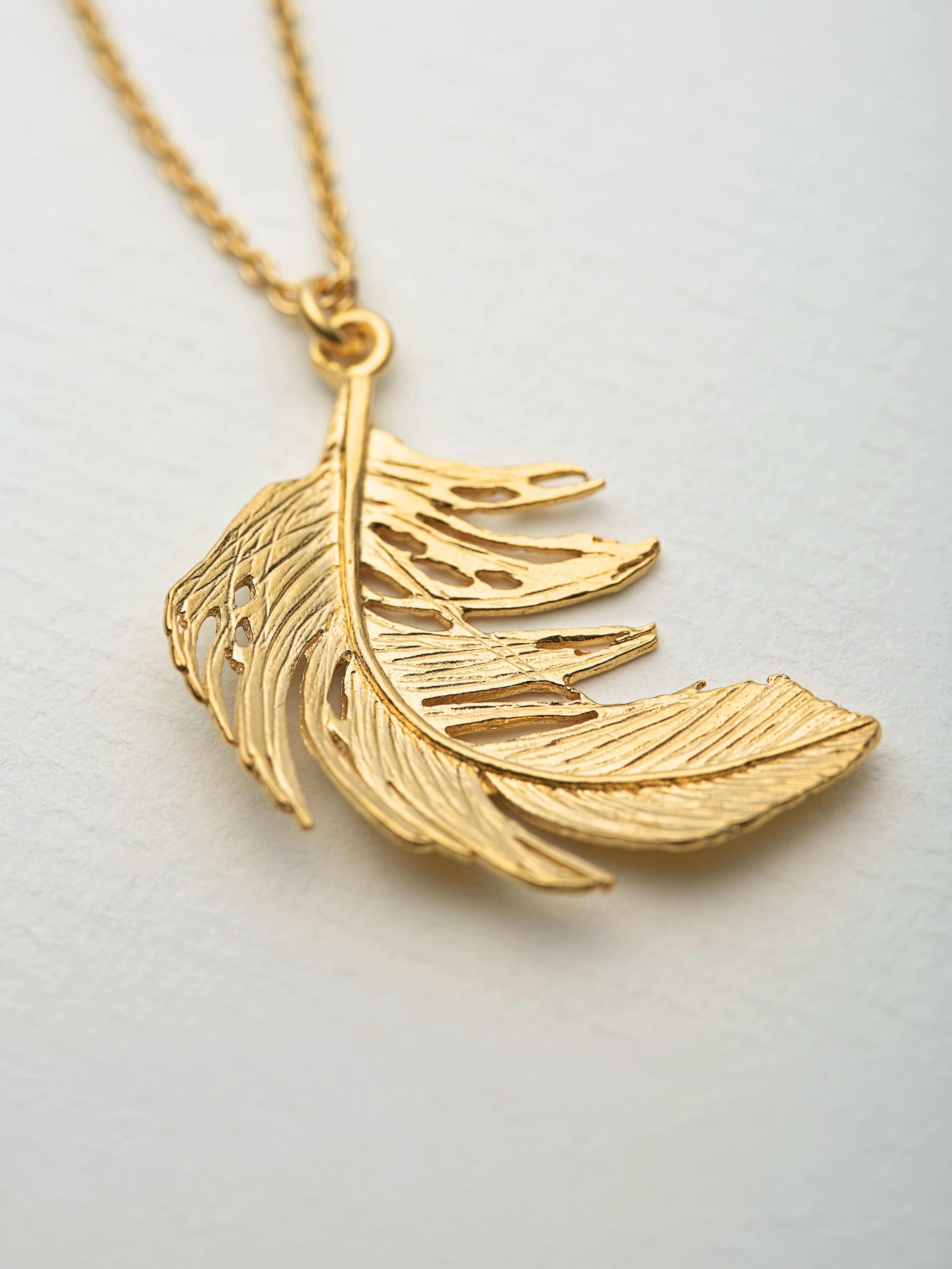Big Feather Necklace - image 3 | gold plate