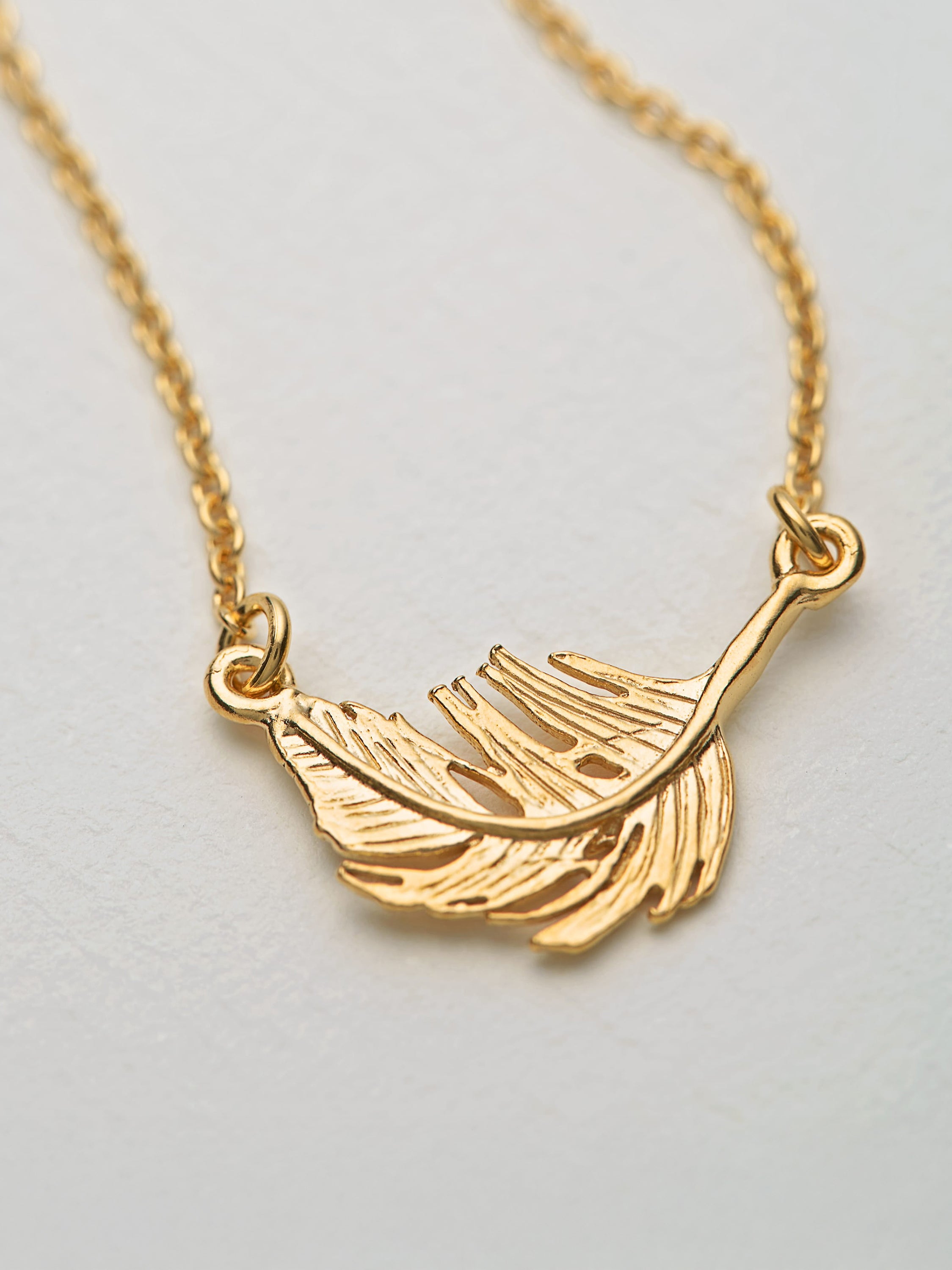 Little Feather Inline Necklace - image 5 | gold plate