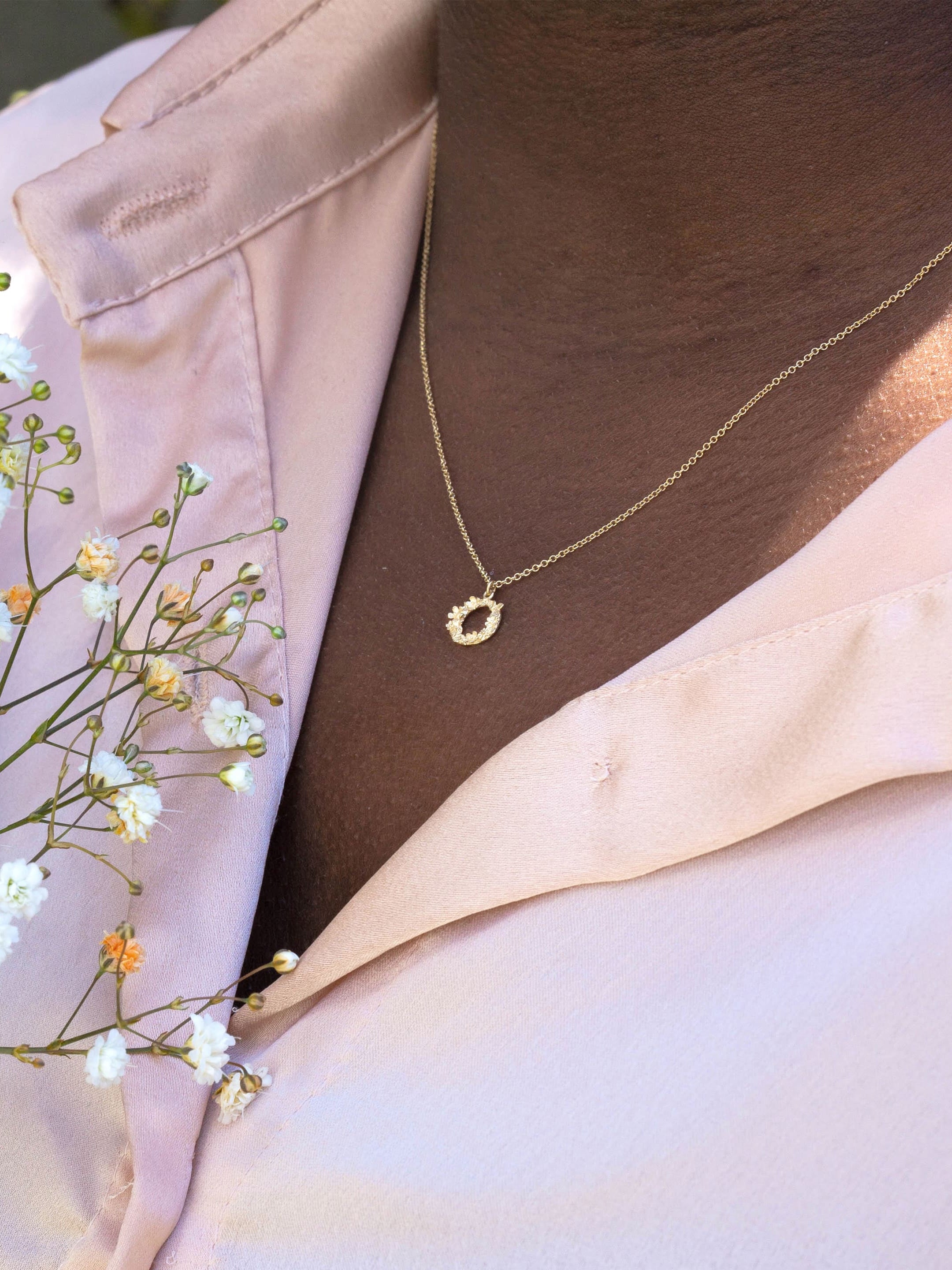 Teeny Tiny Floral Letter O Necklace - image 2