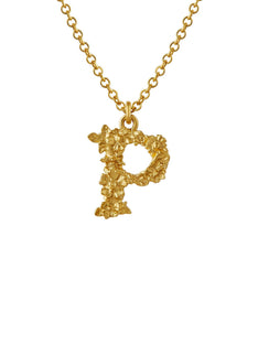 Teeny Tiny Floral Letter P Necklace