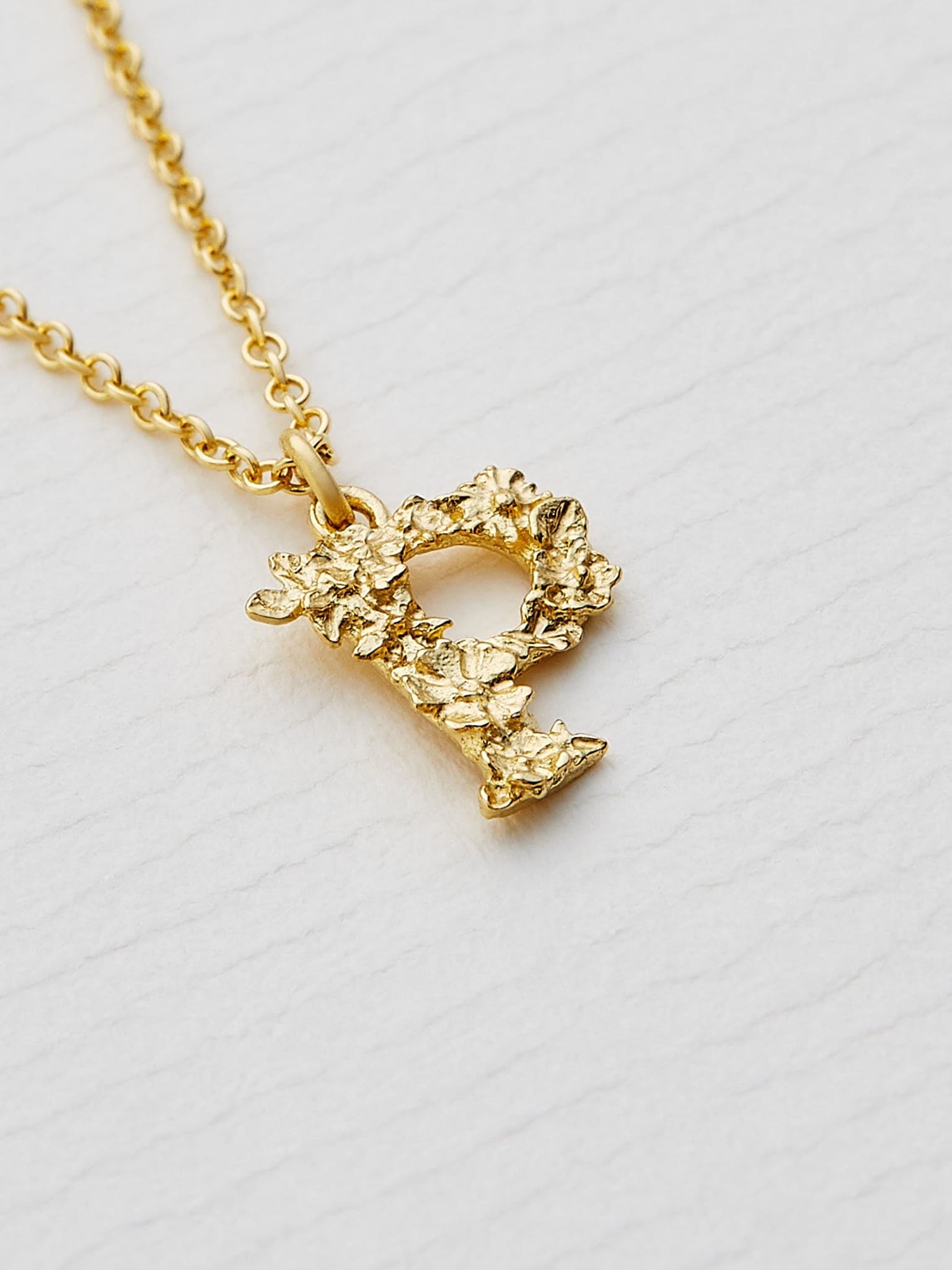 Teeny Tiny Floral Letter P Necklace - image 3 | 18ct yellow gold