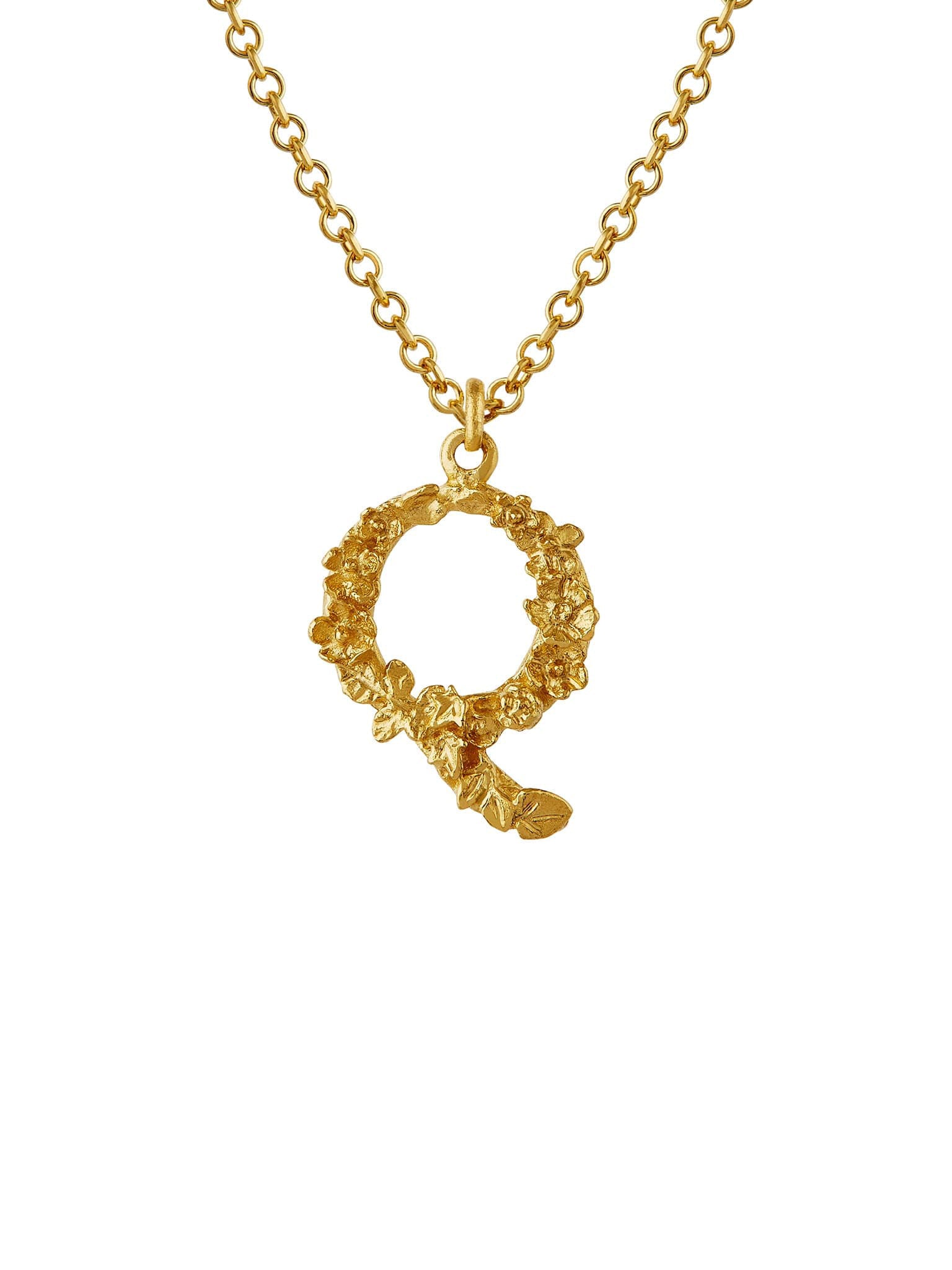 Teeny Tiny Floral Letter Q Necklace - image 1 | 18ct yellow gold