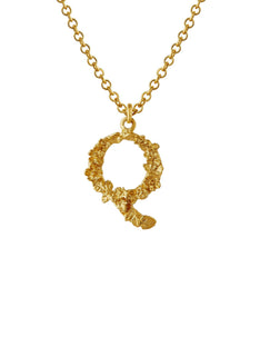 Teeny Tiny Floral Letter Q Necklace
