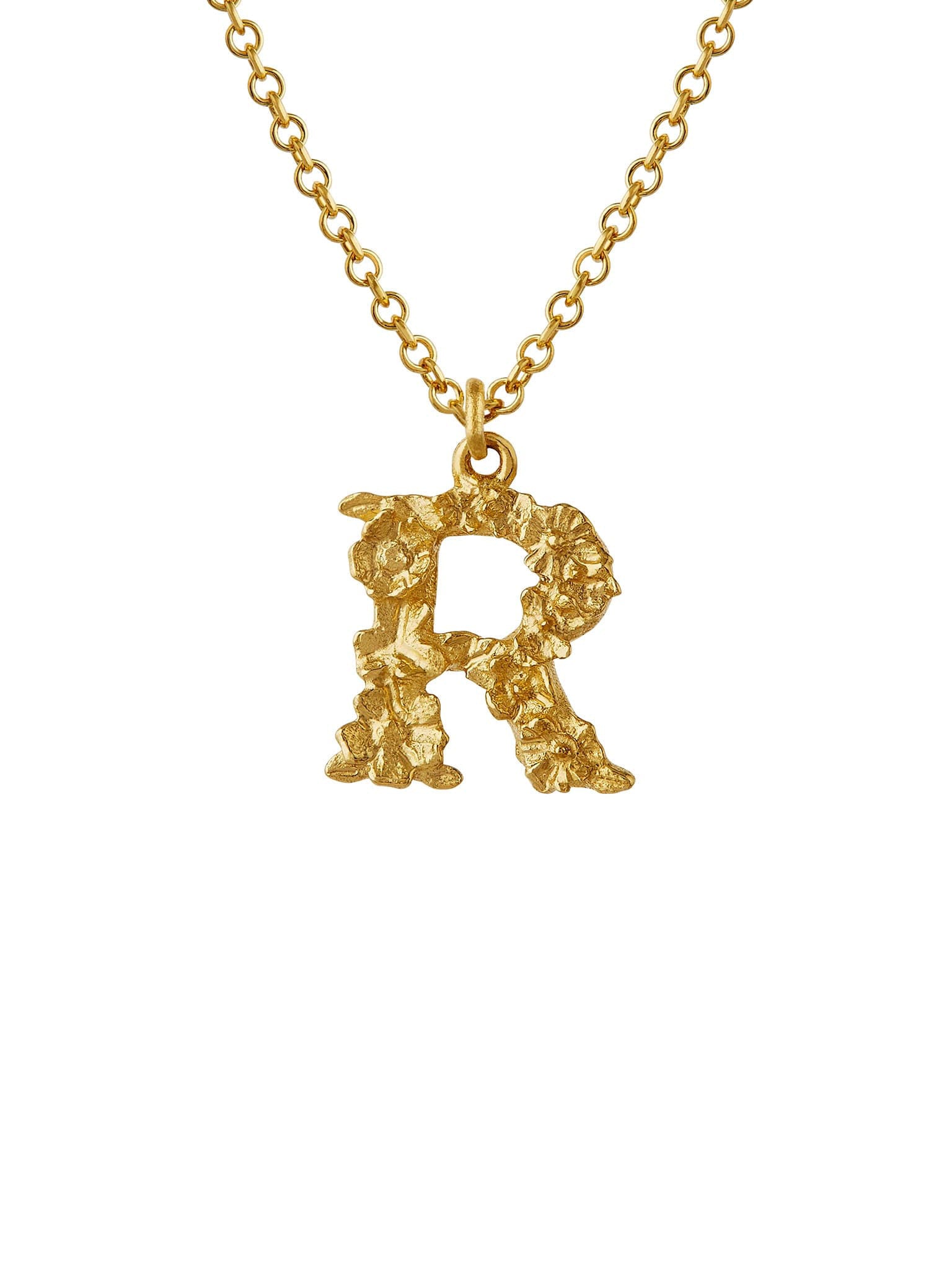 Teeny Tiny Floral Letter R Necklace - image 1 | 18ct yellow gold