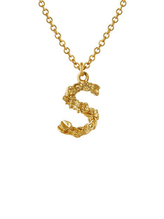 Teeny Tiny Floral Letter S Necklace