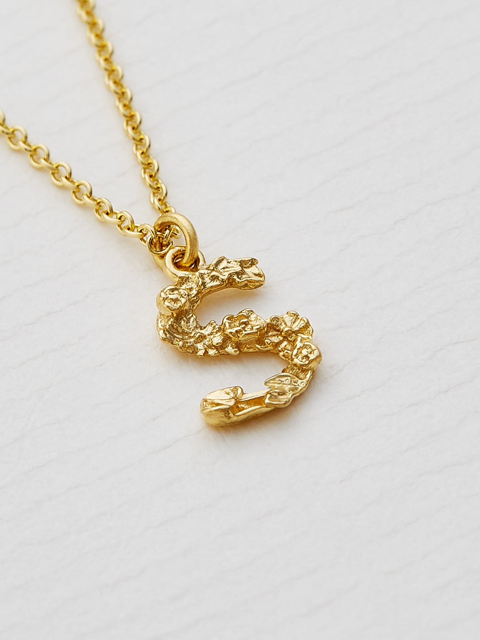 Teeny Tiny Floral Letter S Necklace - image 3 | 18ct yellow gold