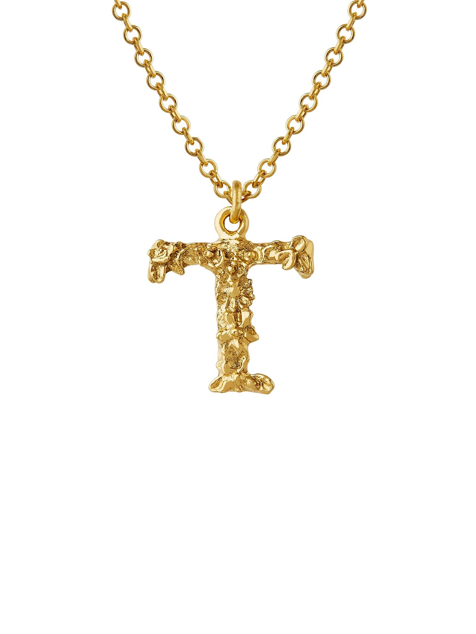 Teeny Tiny Floral Letter T Necklace - image 1 | 18ct yellow gold