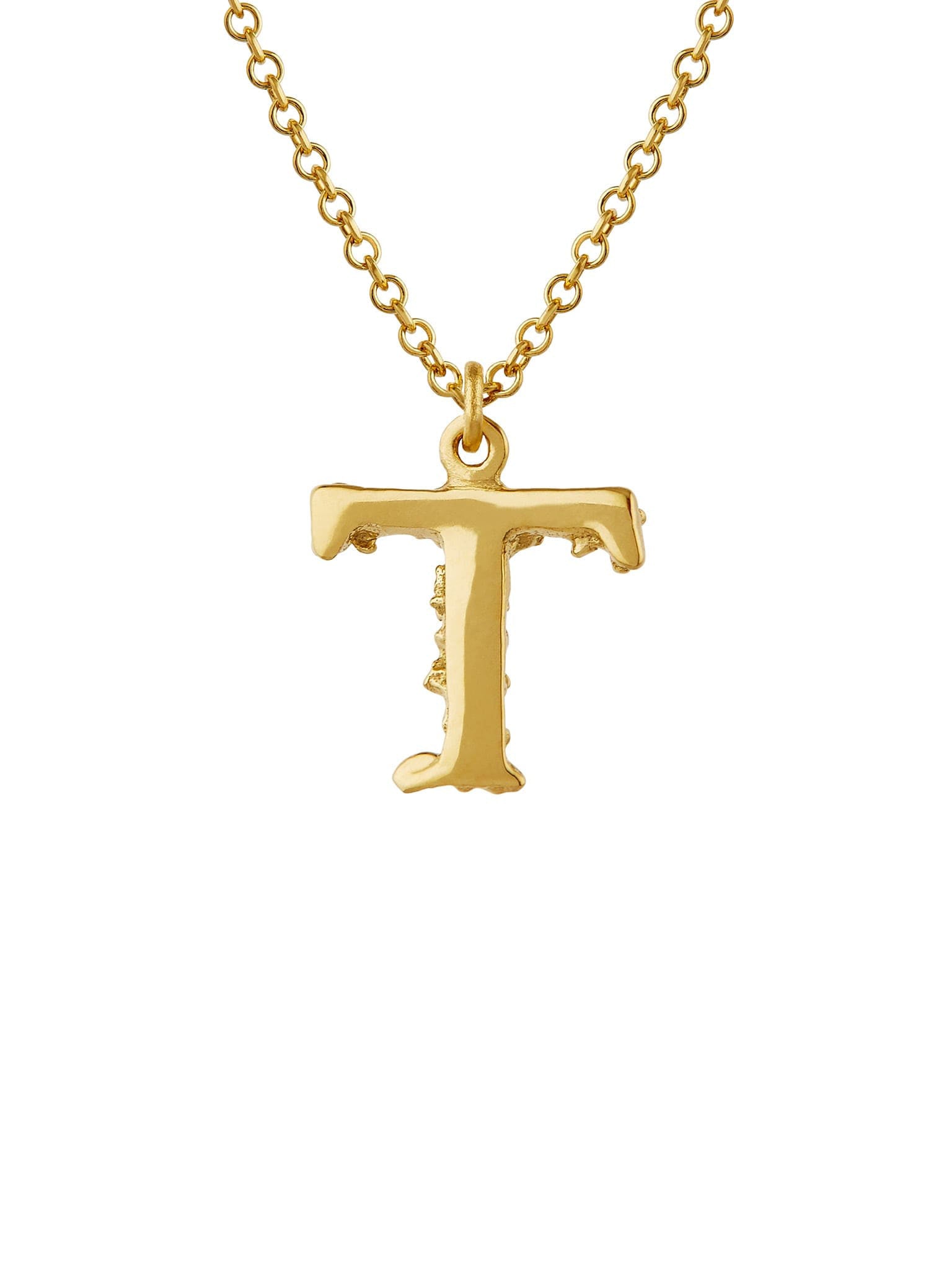 Teeny Tiny Floral Letter T Necklace - image 4 | 18ct yellow gold