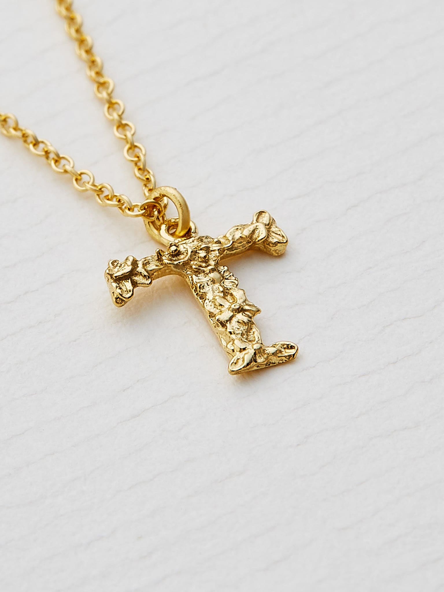 Teeny Tiny Floral Letter T Necklace - image 3 | 18ct yellow gold