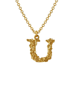 Teeny Tiny Floral Letter U Necklace