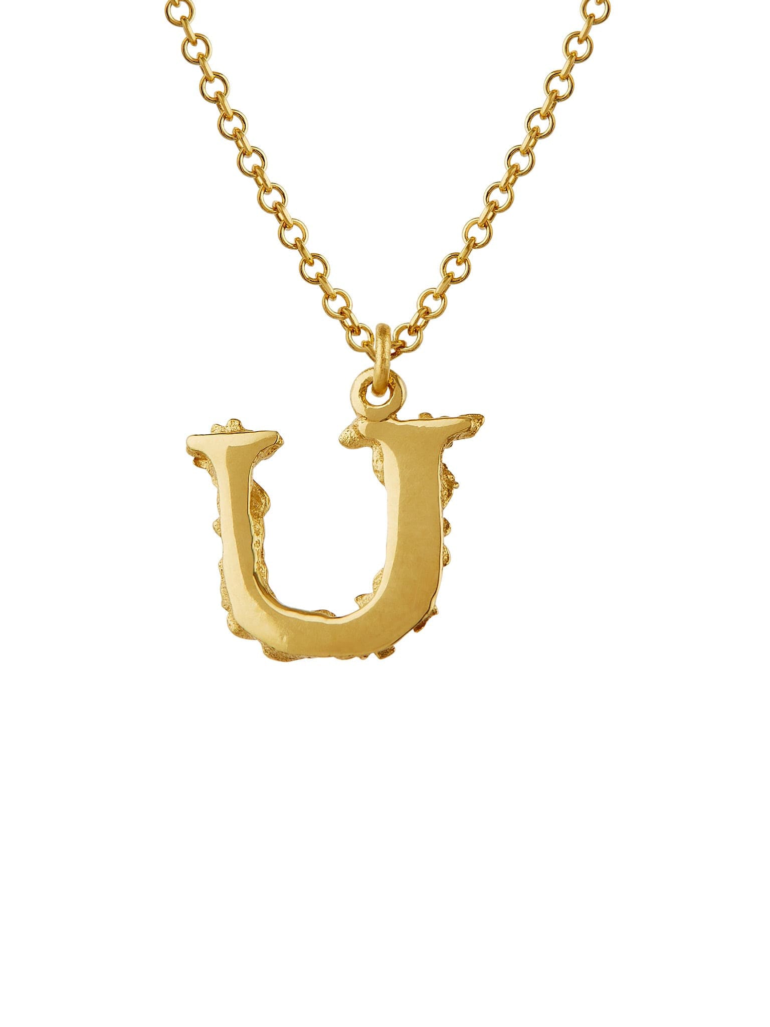Teeny Tiny Floral Letter U Necklace - image 4 | 18ct yellow gold